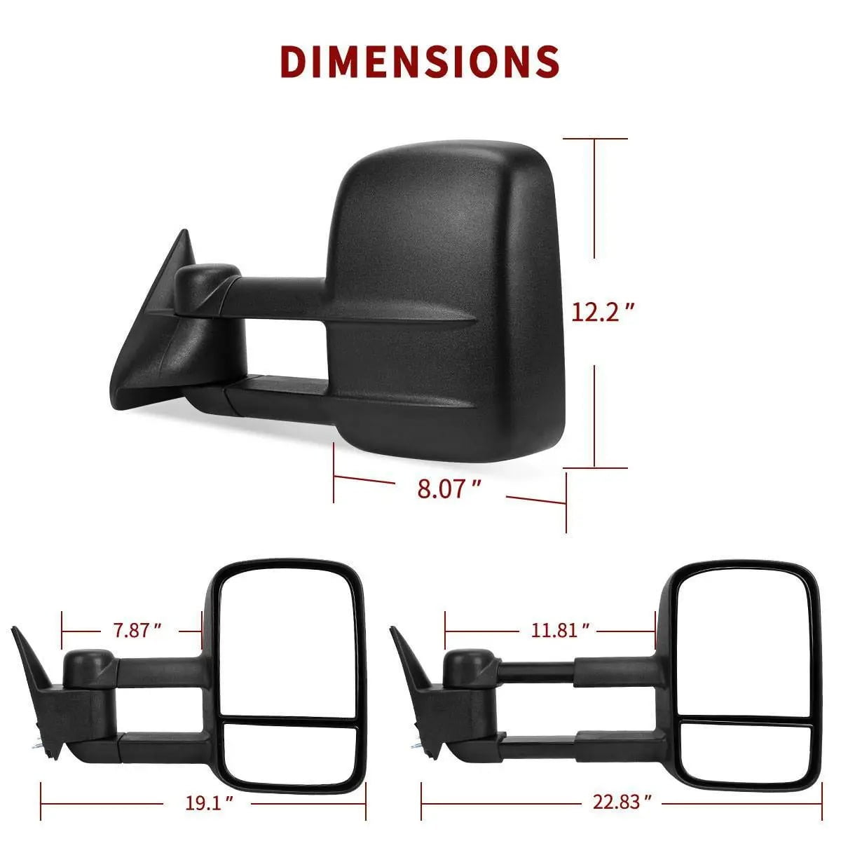 Ledkingdomus Power Side Towing Mirrors For 1988-1998 Chevy GMC C/K 1500 2500 3500 Truck Pair - Image 6