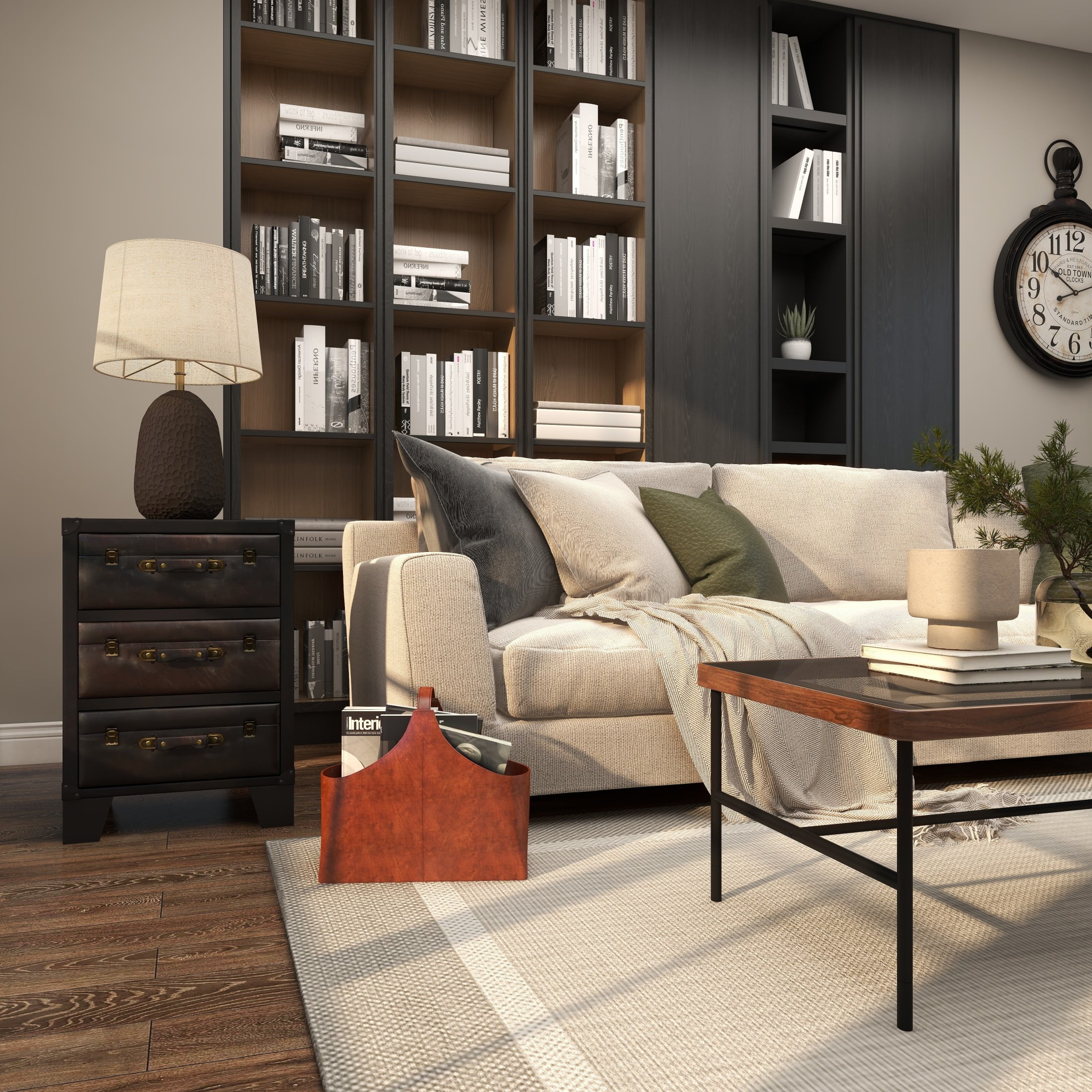 DecMode 15" Brown Leather Handmade Box Style Magazine Holder with Detail Stitching and Curved Buckle Handle - Image 8