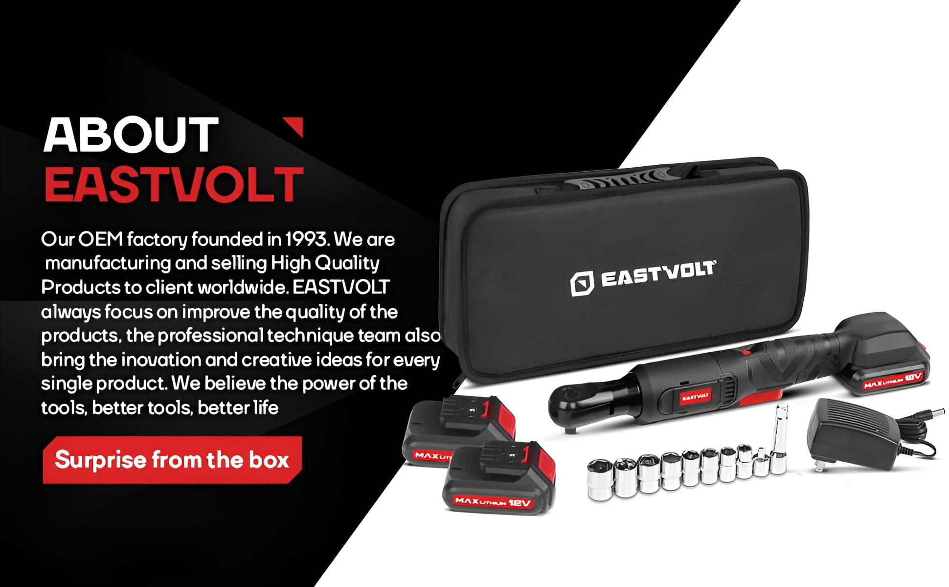Eastvolt EVRW1202B, 3/8" Cordless Electric Ratchet Socket Wrench & Set, 14 Pieces - Image 5