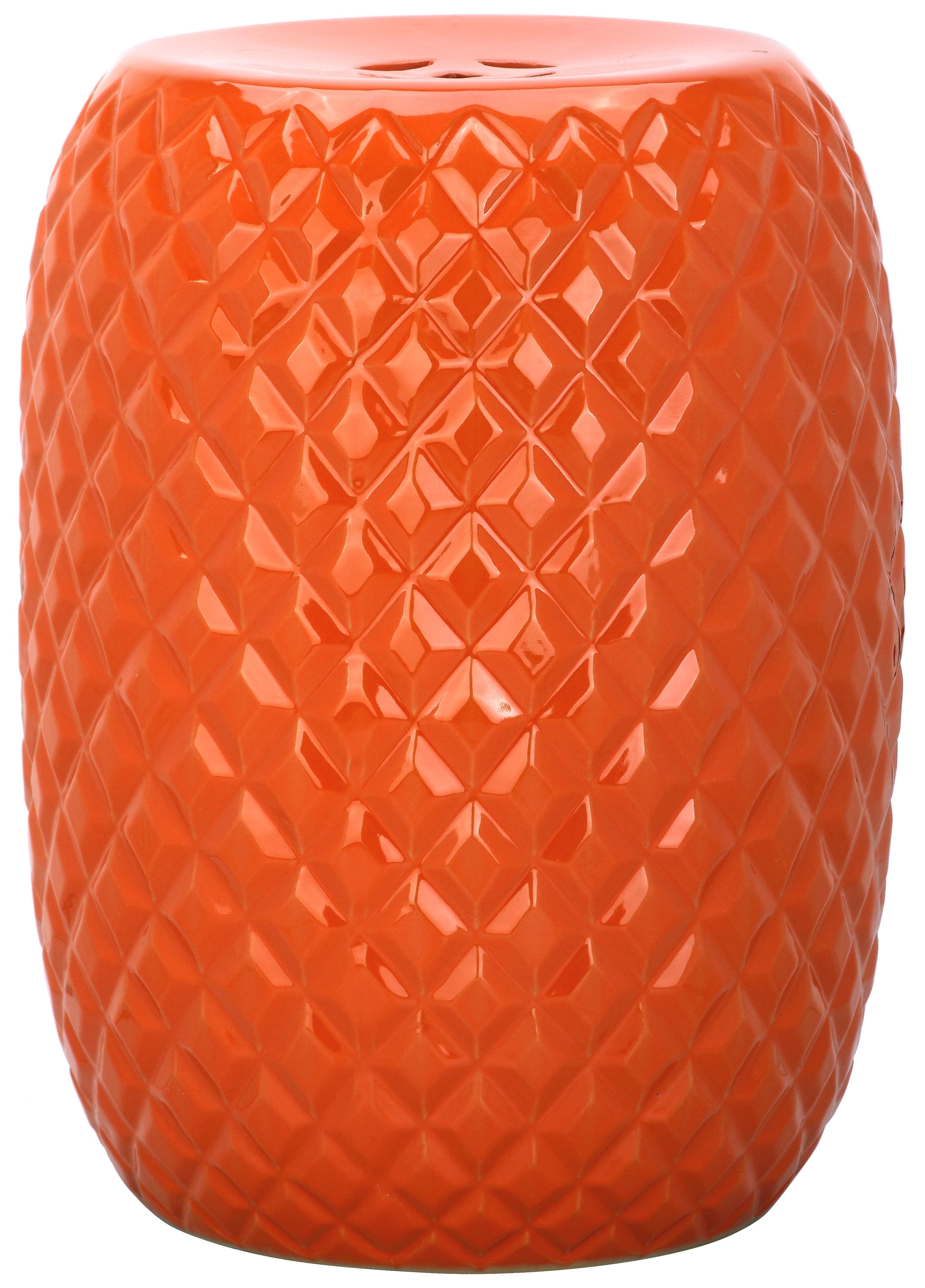 Safavieh Calla Pineapple Indoor/Outdoor Garden Patio Stool, Orange - Image 2