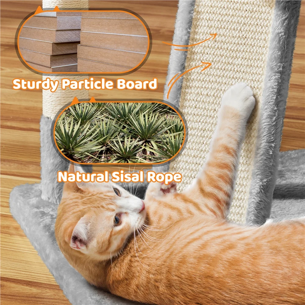 Alden Design 68.5"H Large Multilevel Cat Tree Tower with Condos and Perches, Light Gray - Image 5