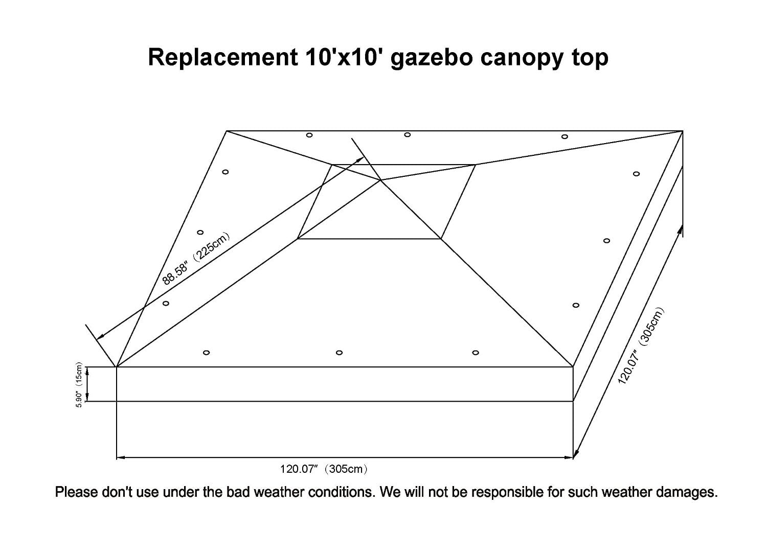 SUNNY 10x10 FT Gazebo Replacement Canopy Top Single Tier Canopy Top Cover (Ecru) - Image 5