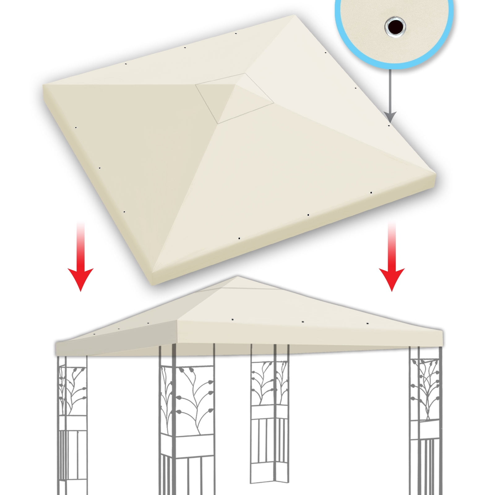 SUNNY 10x10 FT Gazebo Replacement Canopy Top Single Tier Canopy Top Cover (Ecru) - Image 9