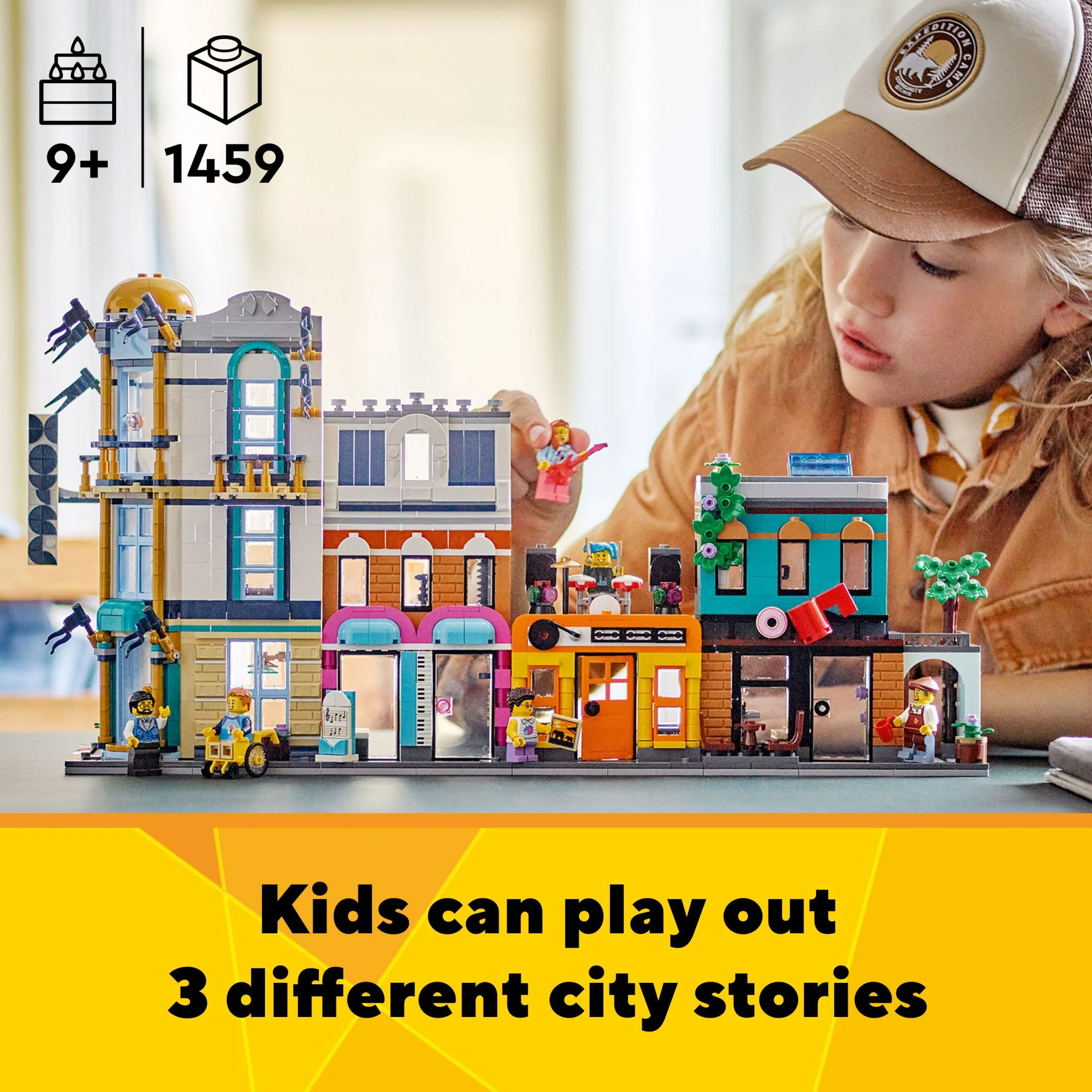 LEGO Creator 3 in 1 Main Street Building Toy Set, Features a Toy City, Art Deco Building, Market Street, Hotel, Café, Music Store and 6 Minifigures, Endless Play Possibilities for Kids, 31141 - Image 8