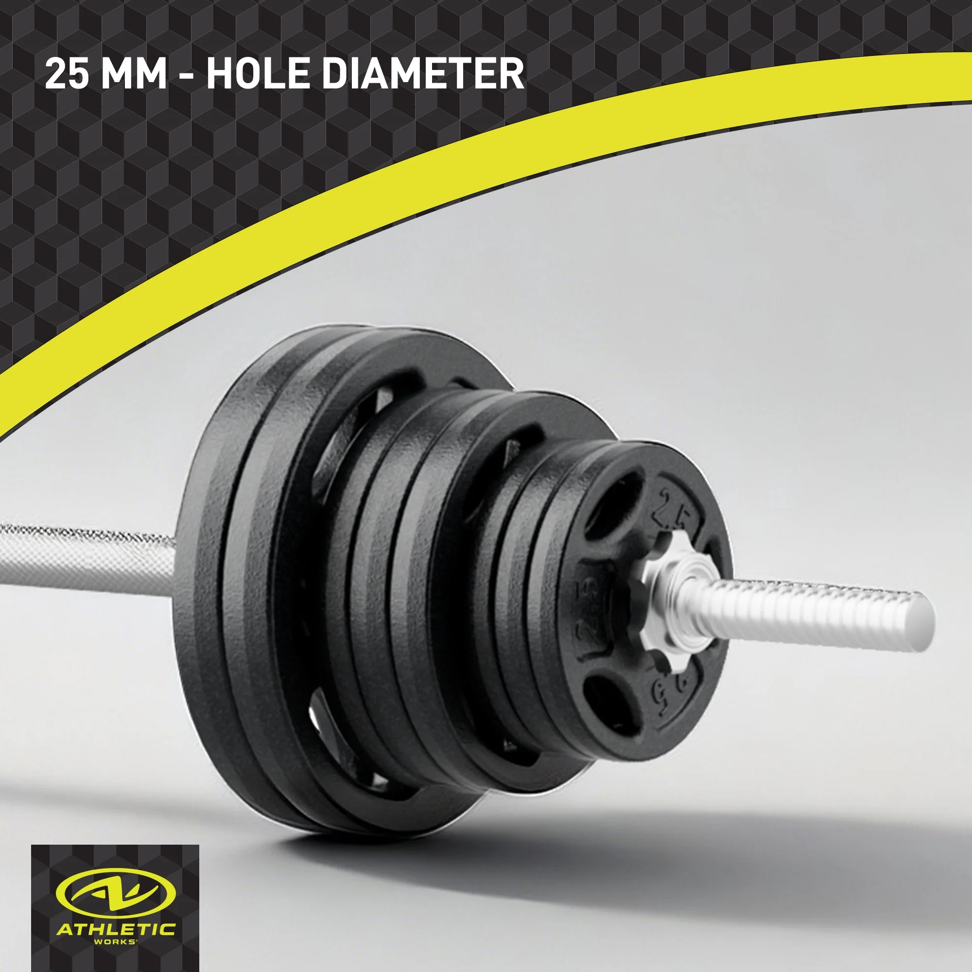 Athletic Works 100LB Black Cast Iron Standard Weight Plate Sets, Used as Both Dumbbell and Barbell,1-inch Holes Fit Standard Sized Bar - Image 7