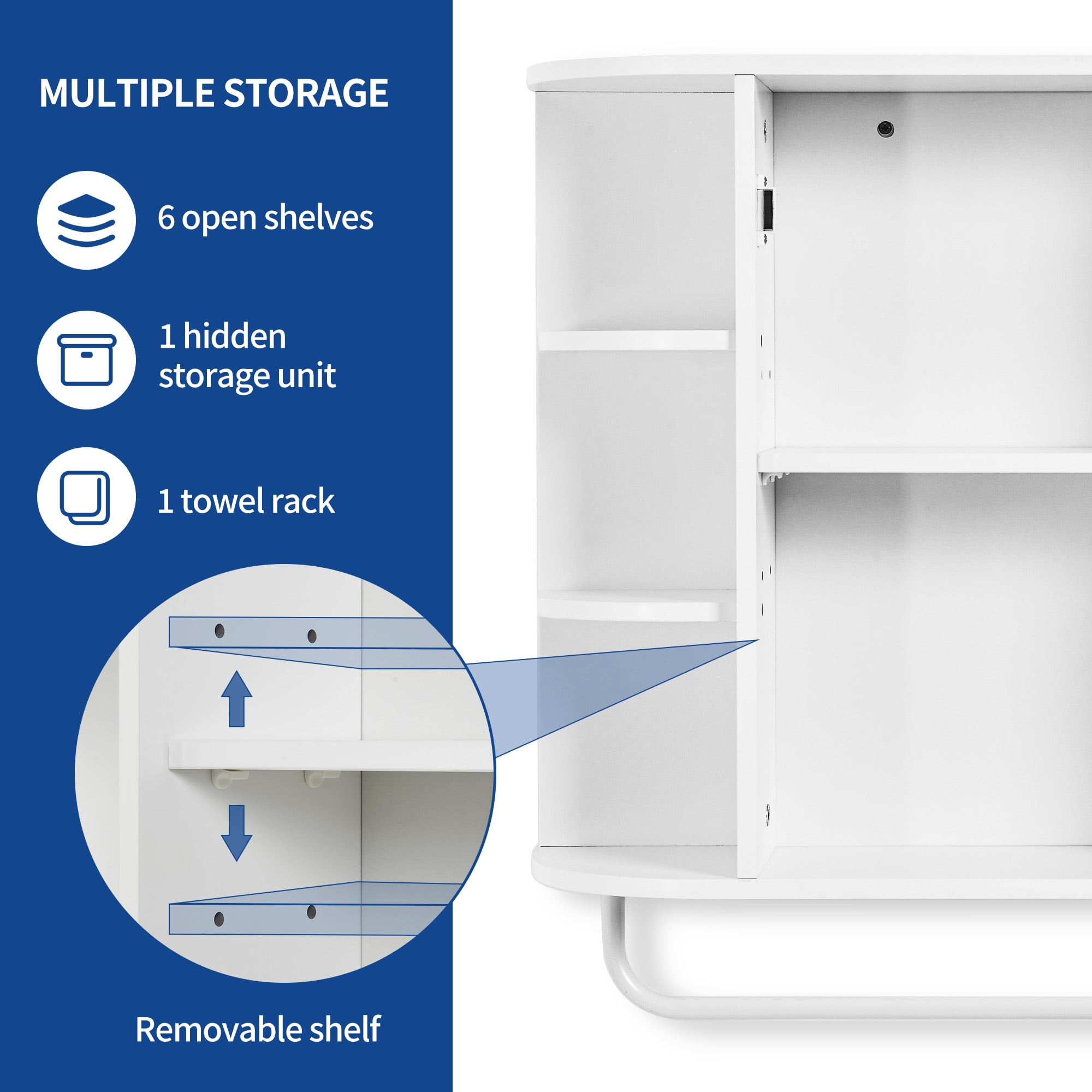 Dextrus 26" Bathroom Cabinet with Mirror Door, Wall Mounted Medicine Cabinet with Adjustable Shelves, White - Image 3