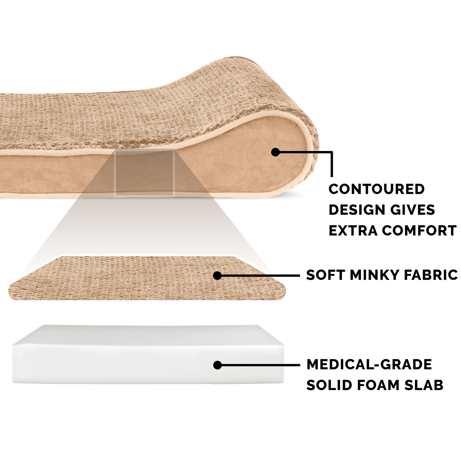 FurHaven Pet Dog Bed | Orthopedic Minky Plush & Velvet Luxe Lounger Pet Bed for Dogs & Cats, Camel, Large - Image 2