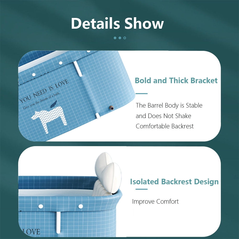 JOJOLAM 47 in Foldable Bathtub, Soaking Bath Tub for Adults or Kids, Efficiently Maintaining Temperature, Light Blue - Image 6