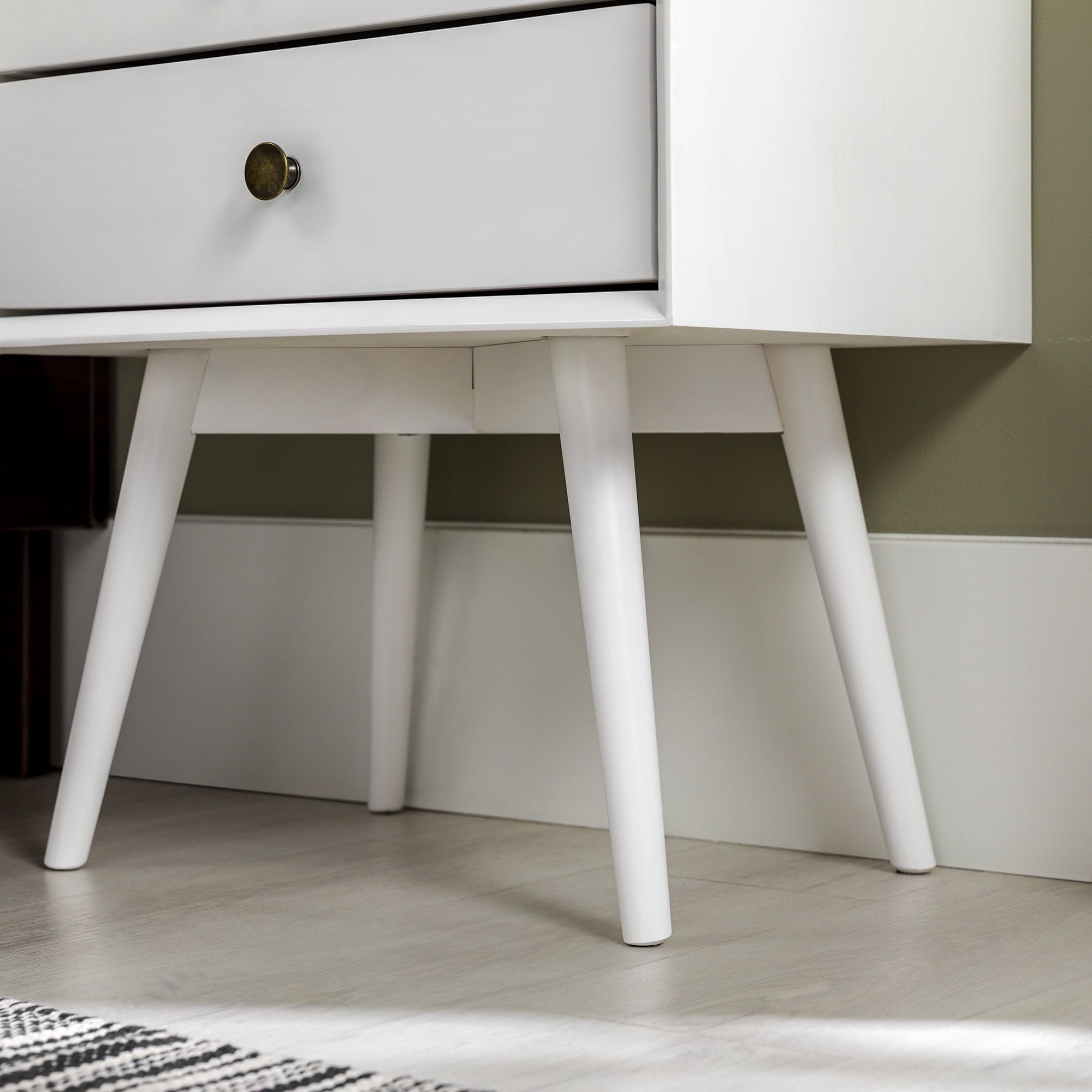 Walker Edison Mid Century Modern 2 Drawer Nightstand, White - Image 2