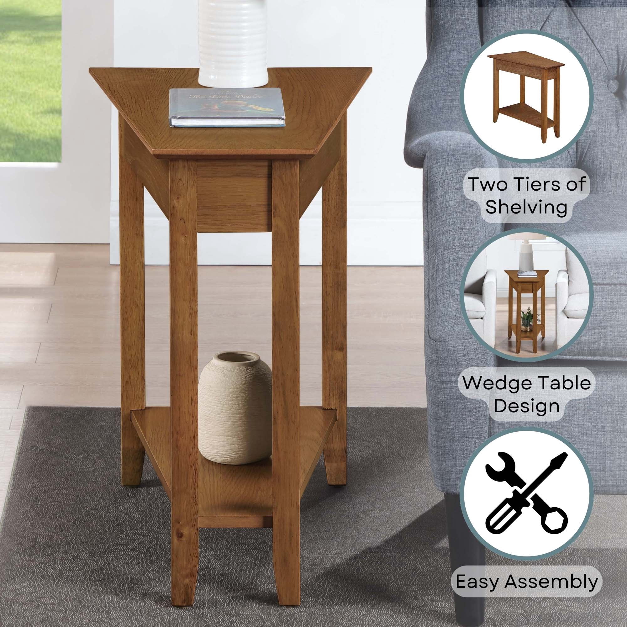 Convenience Concepts American Heritage Wedge End Table with Shelf, Driftwood - Image 6