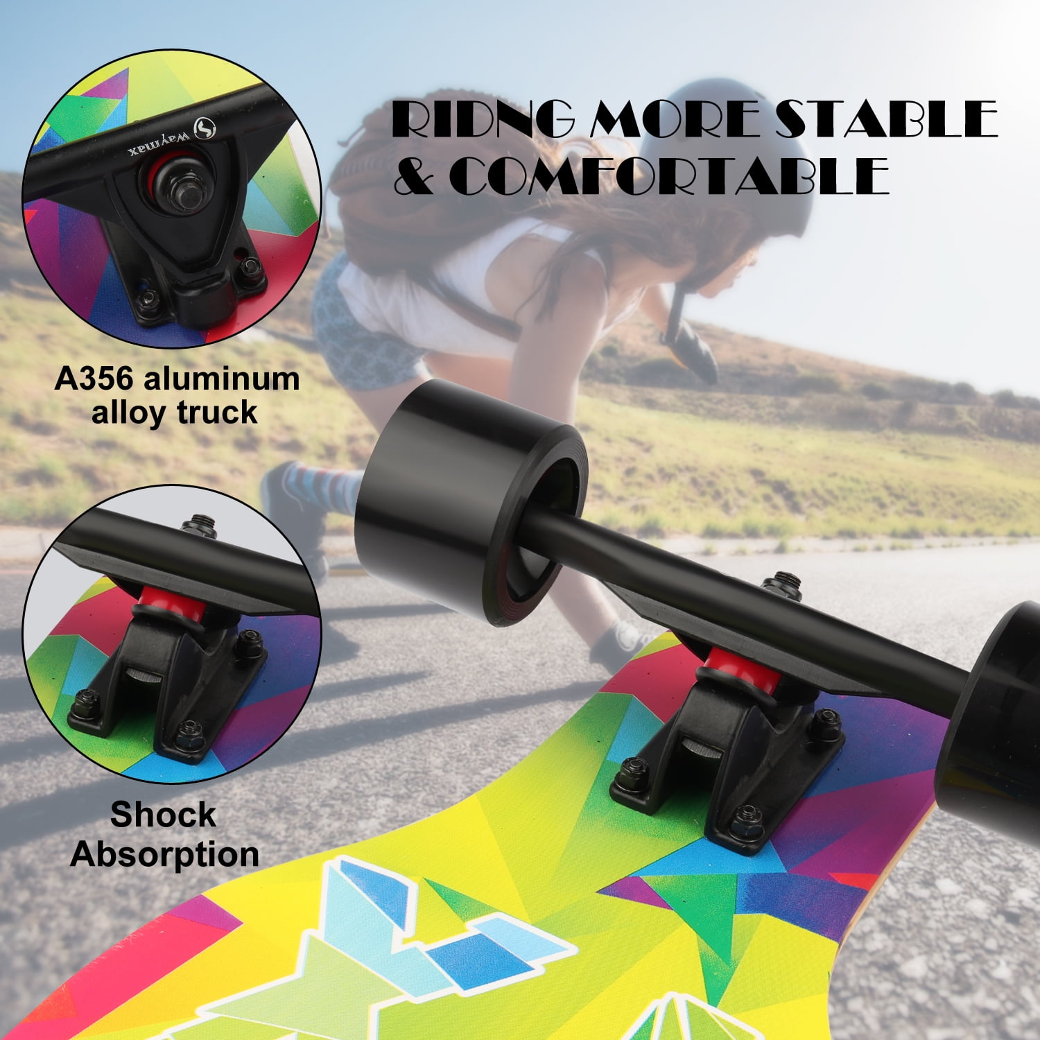 Longboard Skateboard Complete - 41 Inch Longboard for Hybrid, Freestyle, Carving, Cruising and Downhill with All-in-one T-Tool for Beginners - Image 6