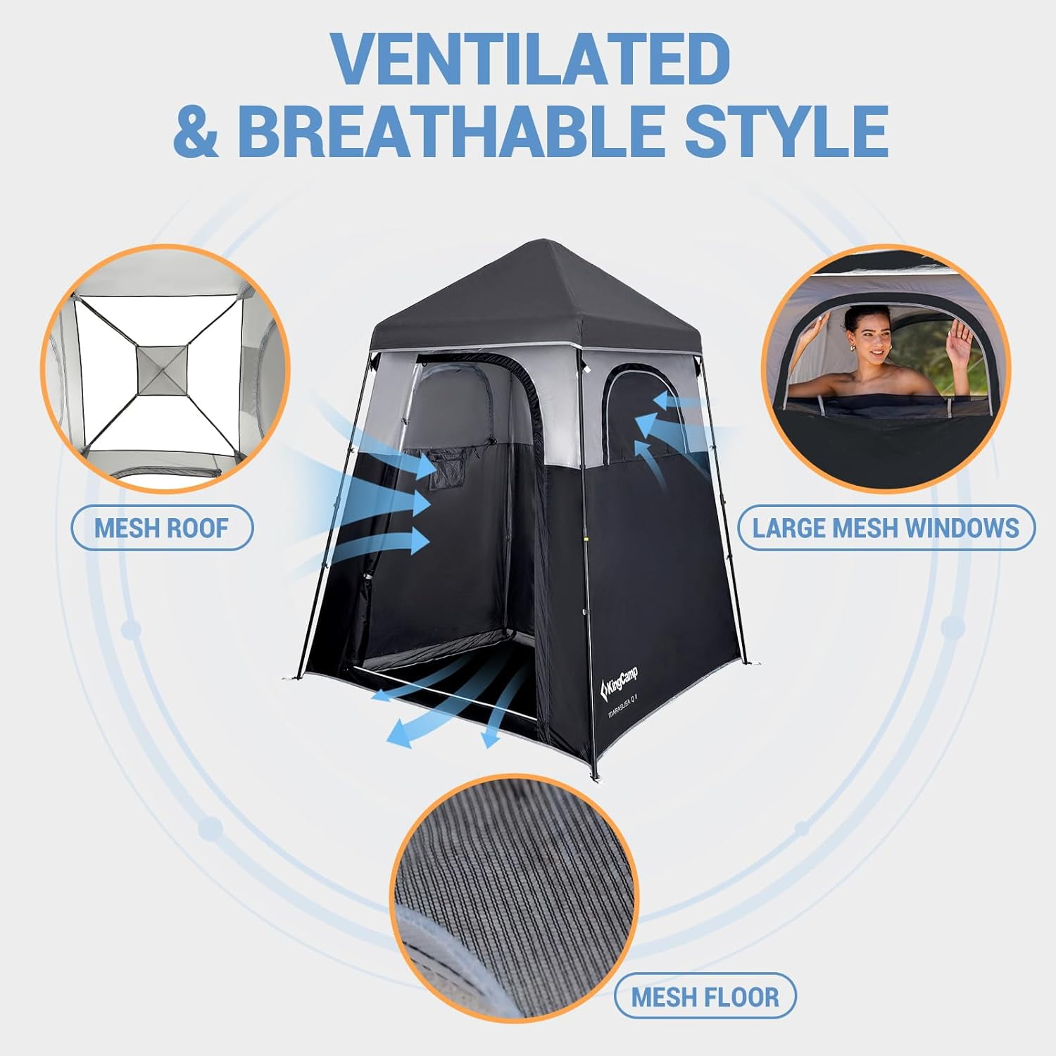 KingCamp Outdoor Shower Tents for 1-Room Camping Portable Instant Pop up Privacy Tent Bathroom Tent Water Resistant Windproof Changing Tent Outdoor Shower Enclosure for Beach, Camping, Hiking, RV - Image 3