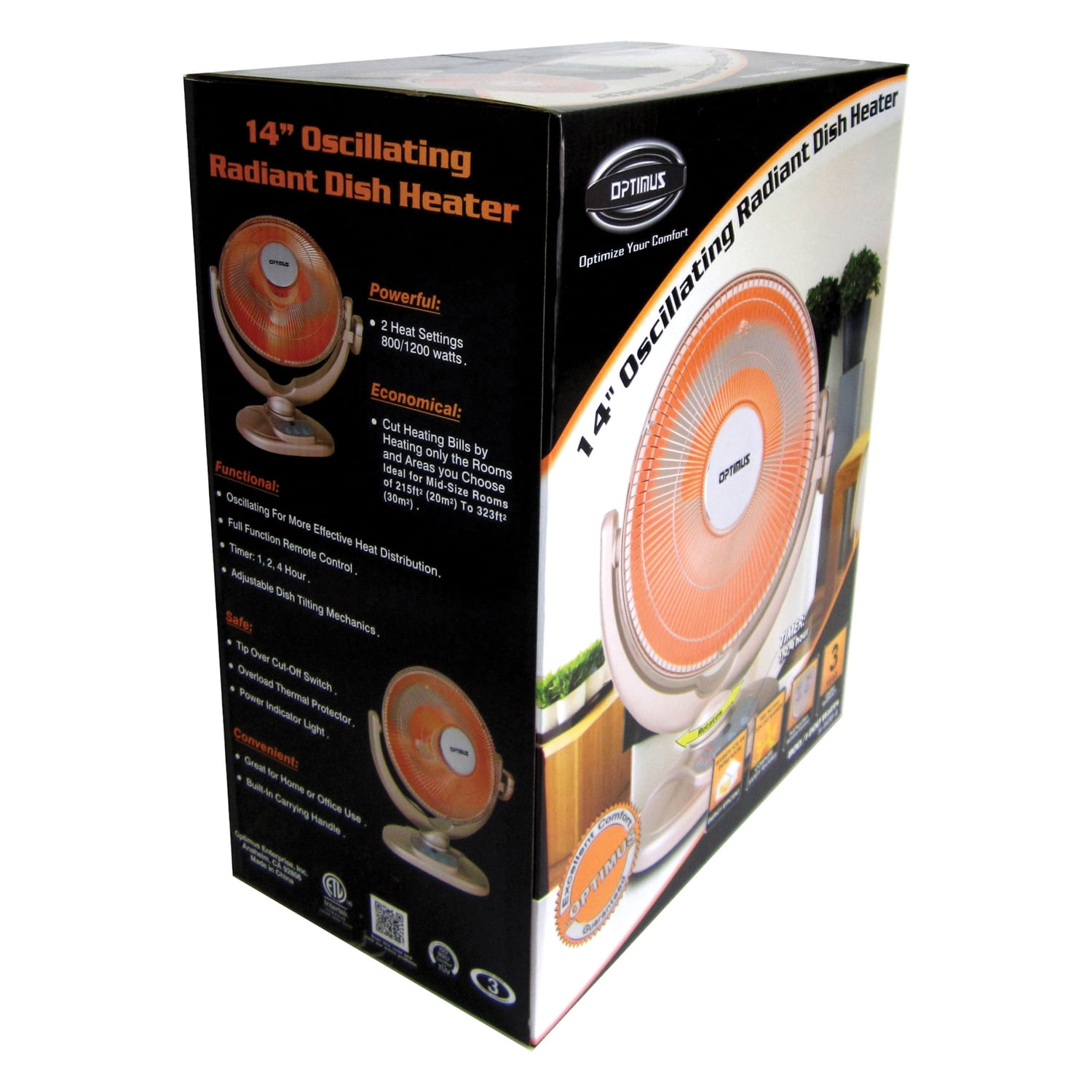 Optimus 14" Oscil Dish Heater with Remote Control - OPEN BOX - Image 5