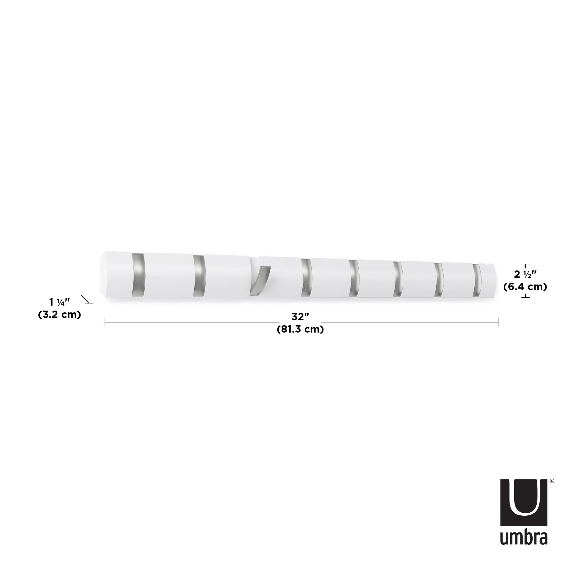 Umbra Flip 8 Hook Wall Mounted Coat Rack White - Image 7