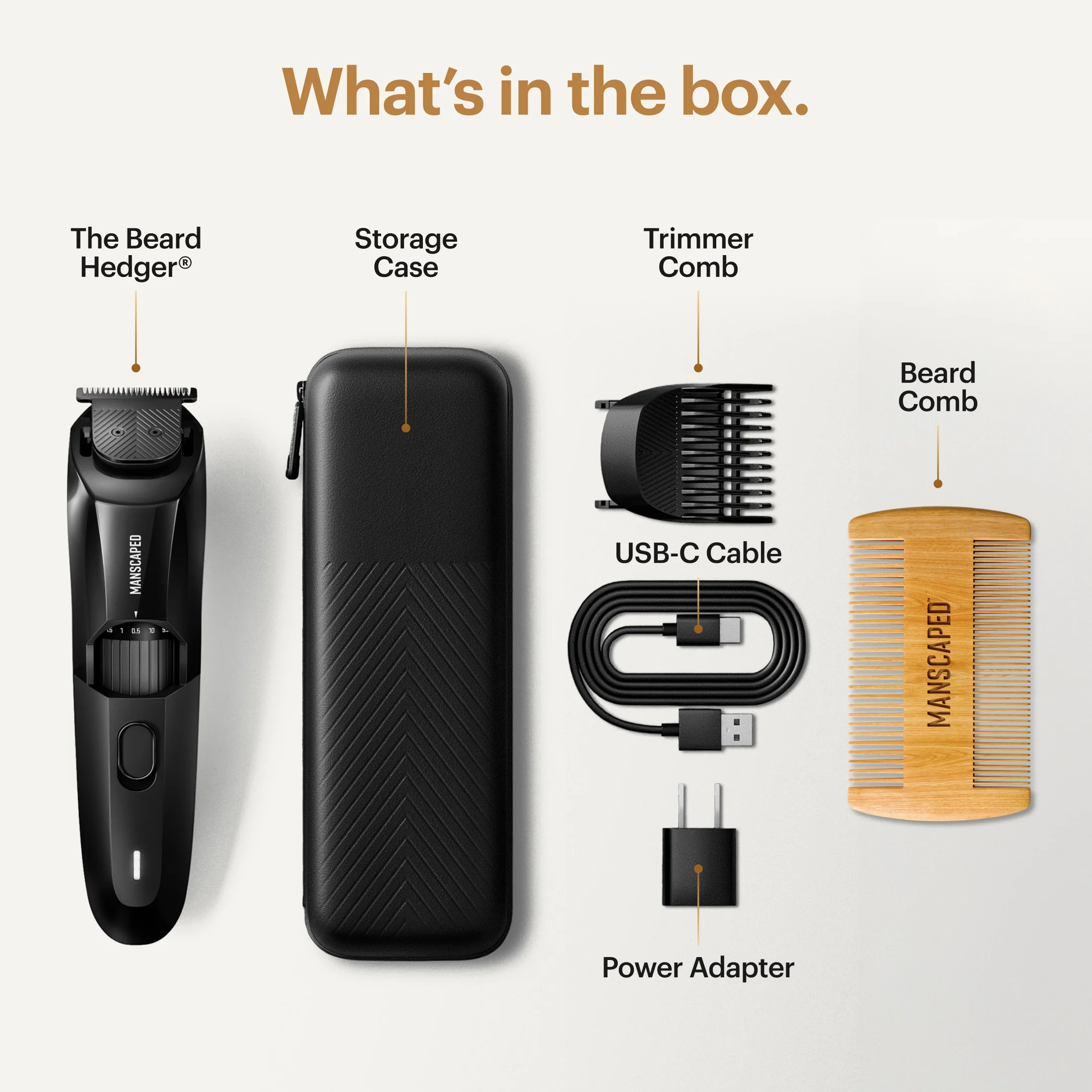 MANSCAPED® The Beard Hedger® Men's Cordless Electric Beard, Mustache, and Stubble Trimmer with Wooden Beard Comb - Image 2