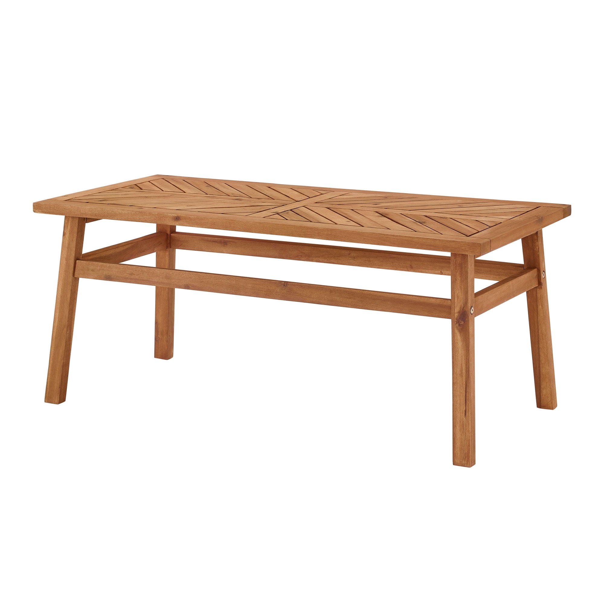 Walker Edison Wood Outdoor Coffee Table with Chevron Design, Brown - Image 9