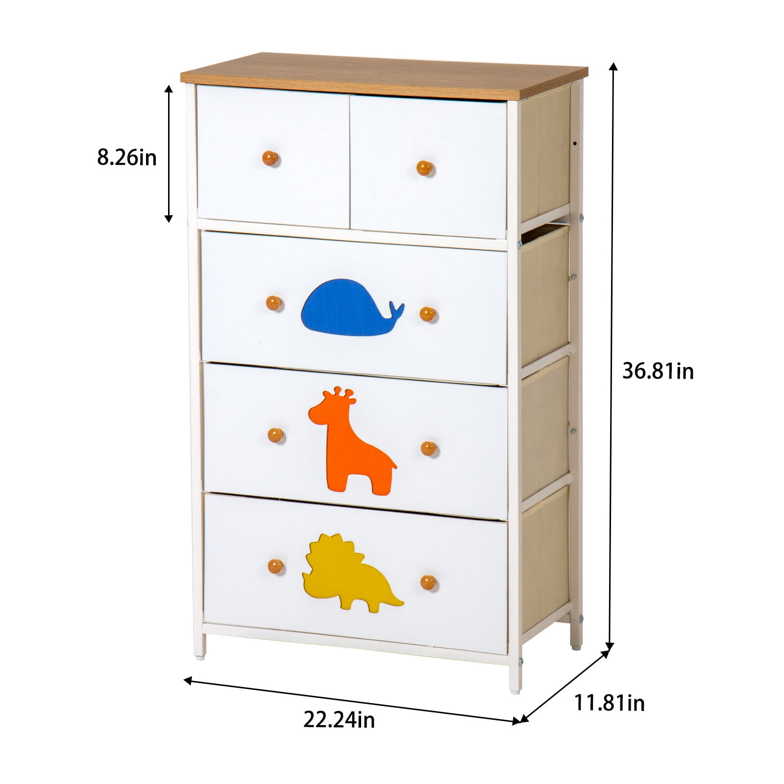 FRAPOW Dresser for Bedroom, Bedside Dresser with 5 Drawers, Chest of Drawers for Kids Adult, White - Image 4
