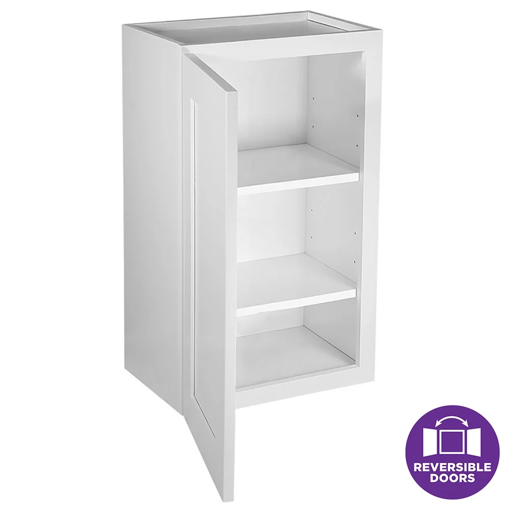 Design House Brookings Solid Wood Ready to Assemble 15"W x 24"H x 12"D Tall Shaker Wall Kitchen Cabinet, White - Image 3