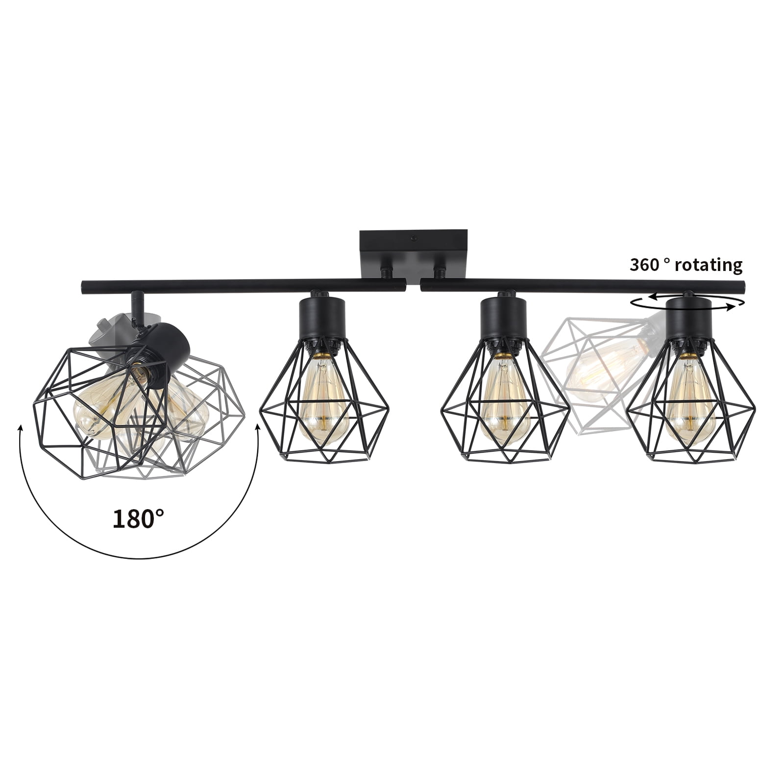 2" Contemporary Dimmable 4-Light Flush Mount Light, Black - Image 6