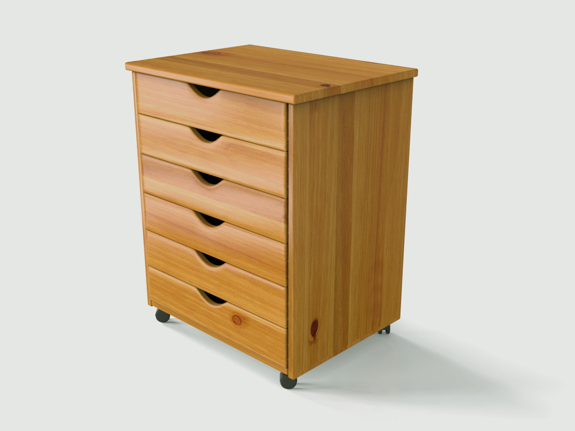 Jela Original Roll Cart, Solid Wood, 6 Drawer Extra Wide Roll Cart, Med Pine - Image 3