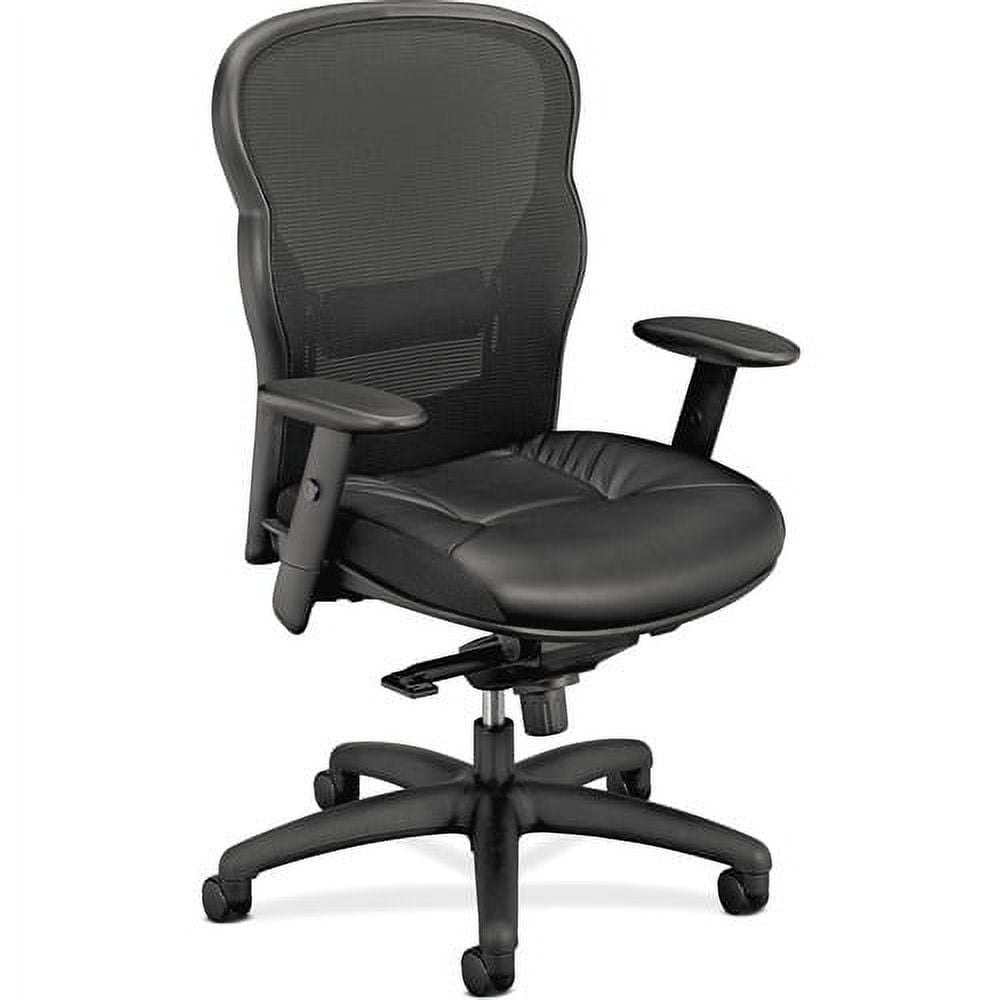 basyx VL701 Series High-Back Swivel/Tilt Work Chair, Black Mesh/Leather - Image 2