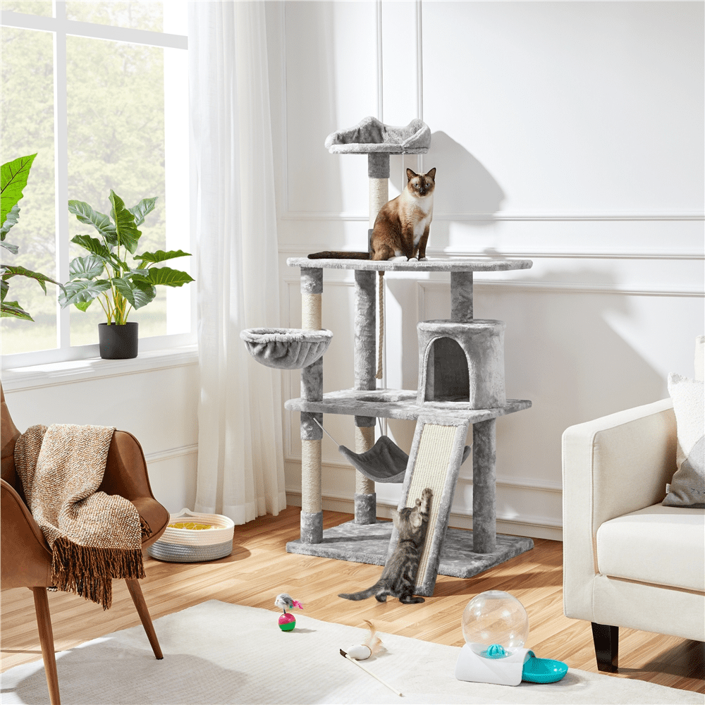 Renwick 63.5''H Multi Level Cat Tree Condo with Scratching Post, Light Gray - Image 5