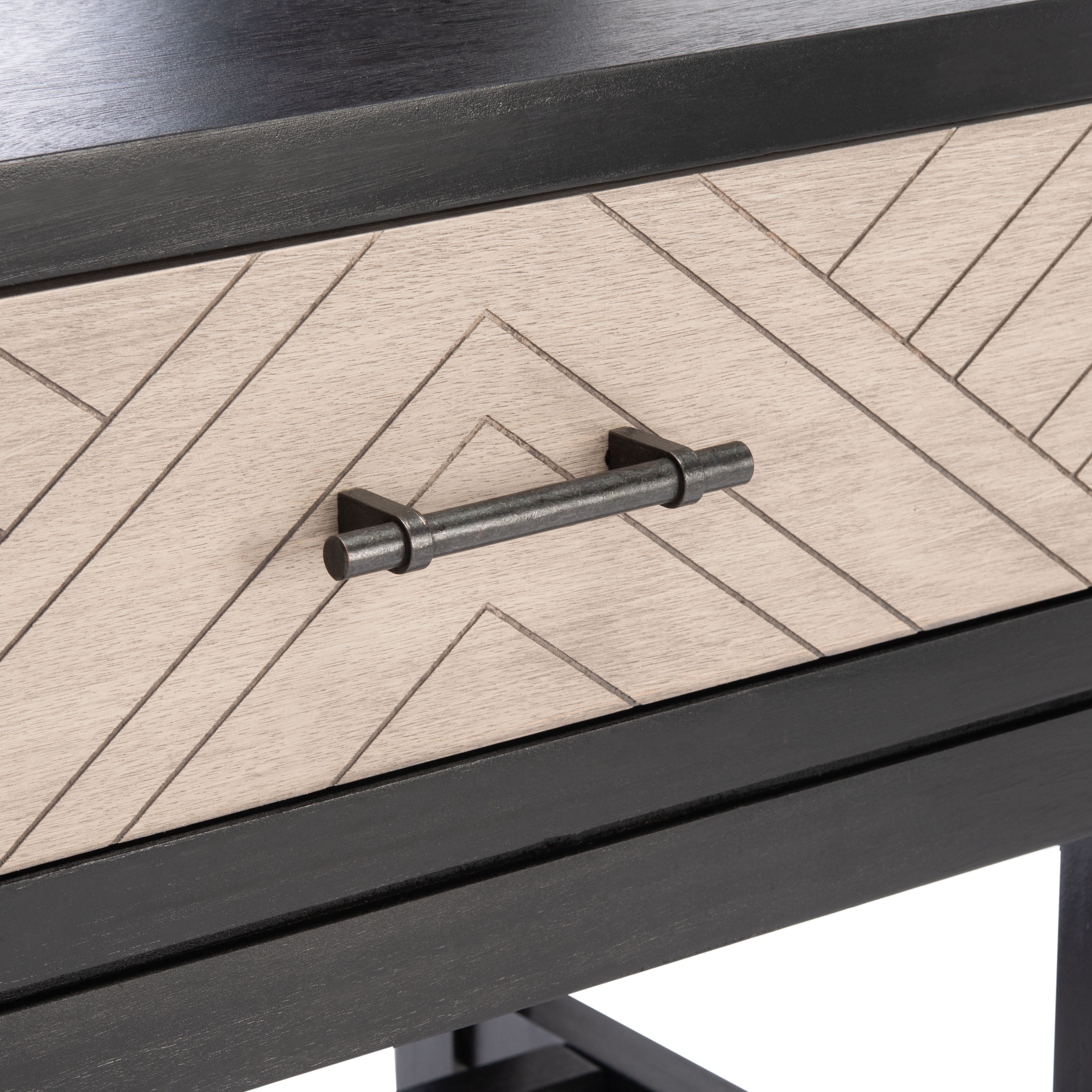 SAFAVIEH Ajana Modern 2 Drawer Console, Black/Griege - Image 6