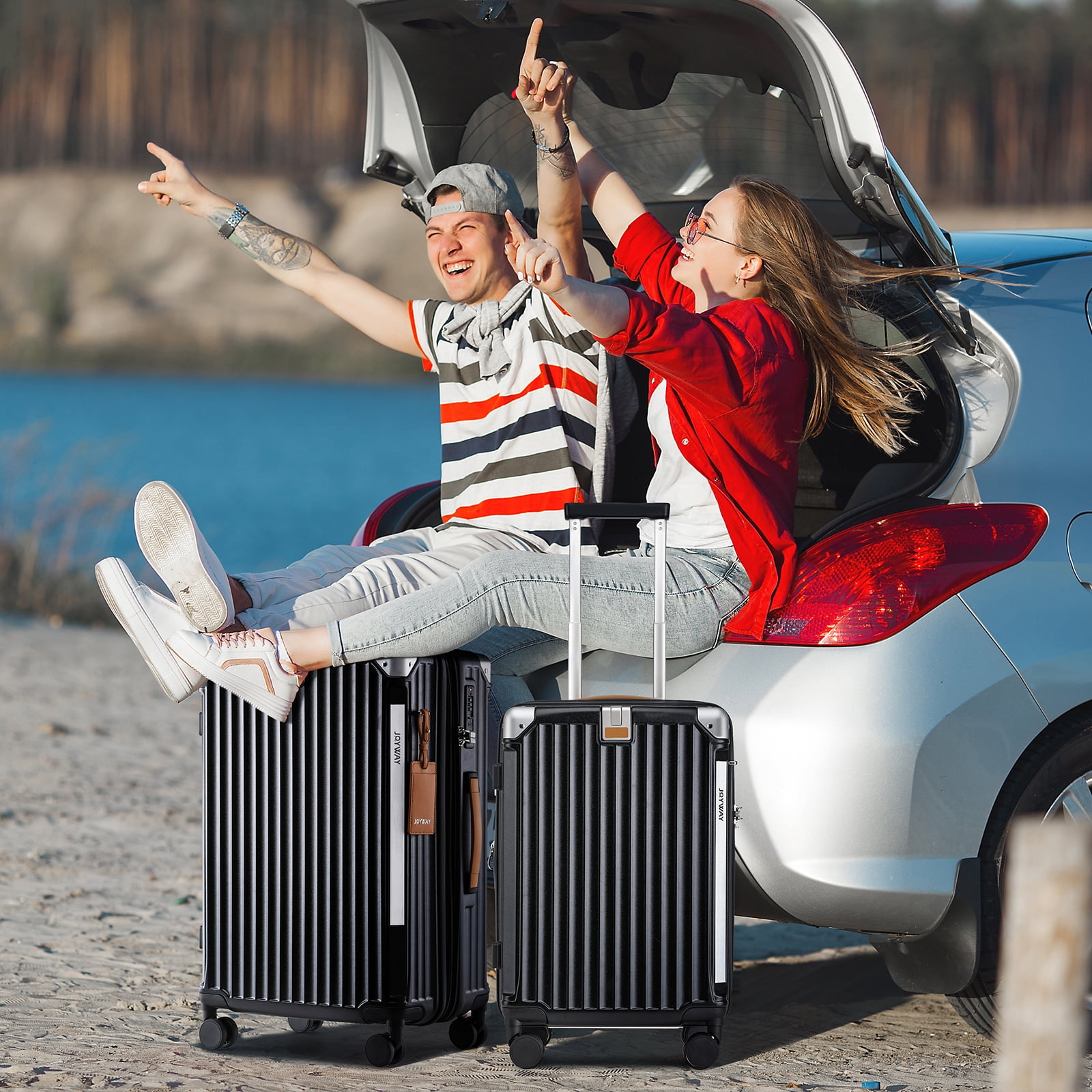 Joyway Luggage Sets Expandable Hard 20 inch Carry-on Luggage USB Port Cup Holder TSA Lock Suitcase - Image 2