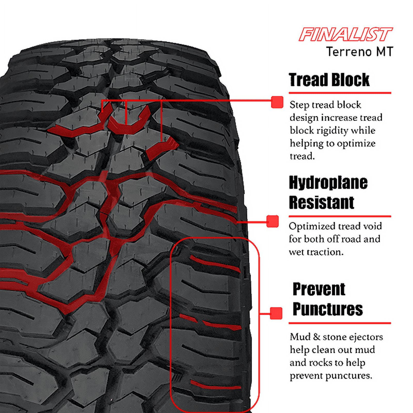 Finalist Terreno M/T LT285/70R17 10 Ply 121Q Load Range E SUV Mud Terrain Tire 285/70/17 MT (Tire Only) - Image 8