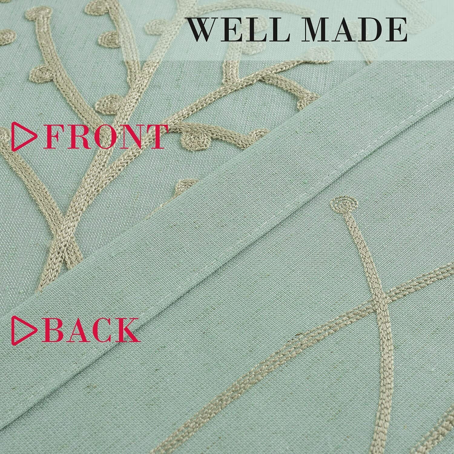 VOGOL Grey Branch Embroidered Faux Linen Grommet Curtains Drapes for Bedroom, Energy Efficient Window Treatment Panels, W52"xL96", 2 Panels - Image 6