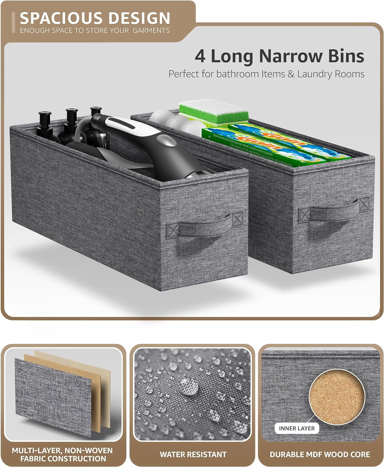 Sorbus Narrow 4-Drawer Dresser: Compact Storage for Children and Adults in Bedrooms, Bathrooms, and Laundry (White) - Image 5