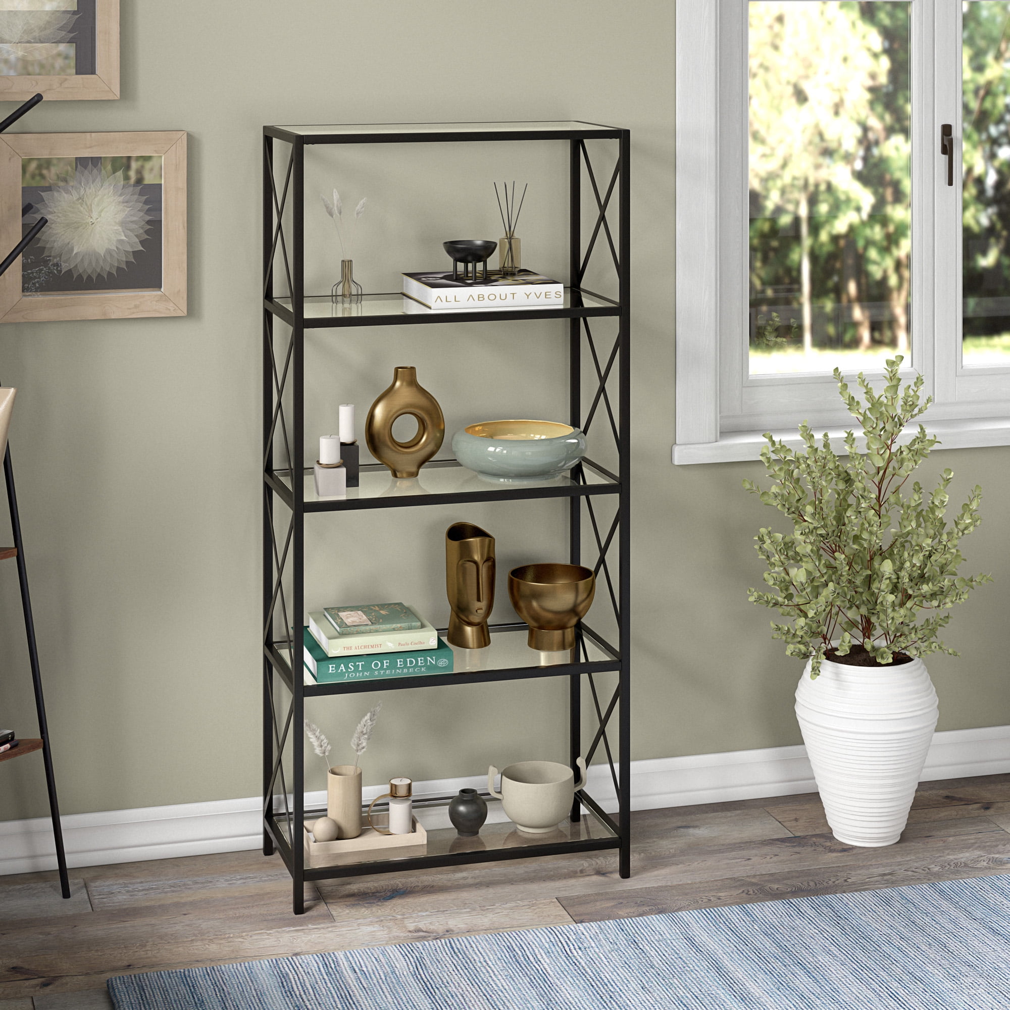 Evelyn&Zoe Celine 30" Wide Rectangular Bookcase, Blackened Bronze - Image 7
