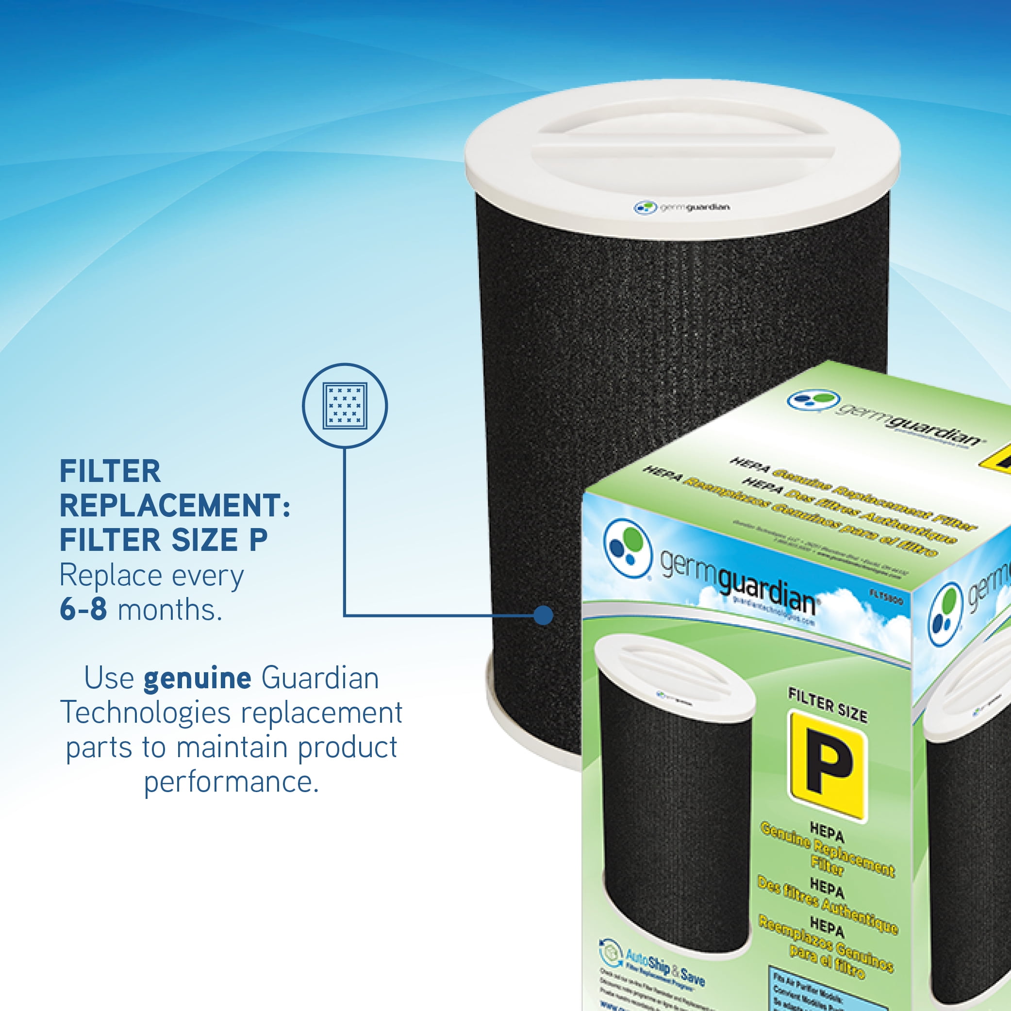 GermGuardian Air Purifier with HEPA Filter, AQM, Odors, Smoke, Mold, 1440 Sq. ft., AP5800W - Image 3