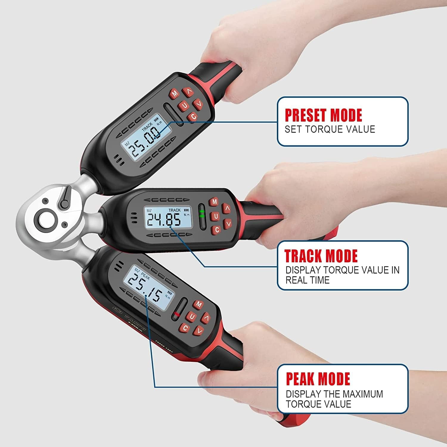 vanpo, 1/4 inch LED, Digital Torque Wrench, 13.78 inch - Image 2