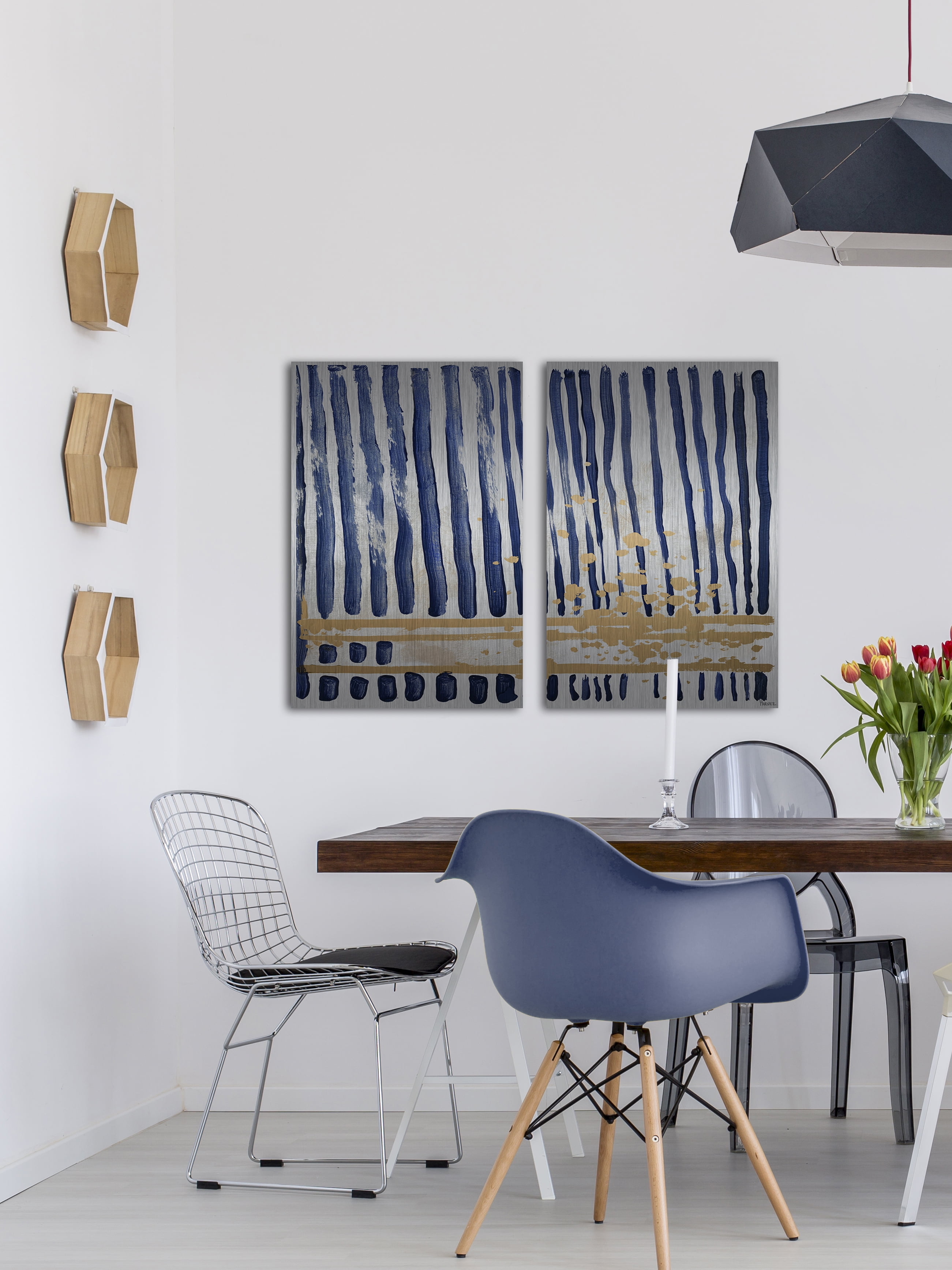 Blue Verticals Diptych - Image 4