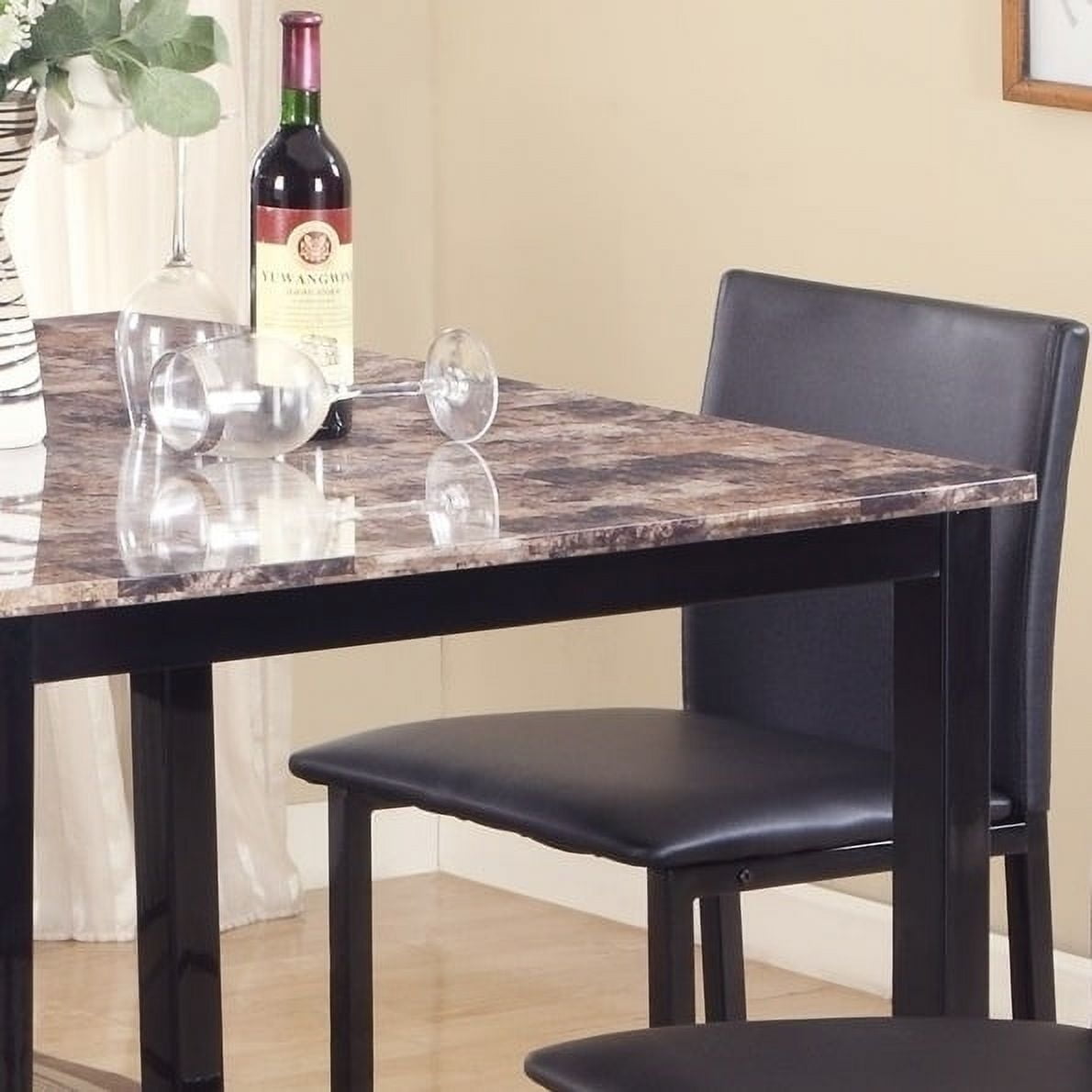 Roundhill Furniture Citico Counter Dining Set w/Laminated Faux Marble Top Black - Image 3