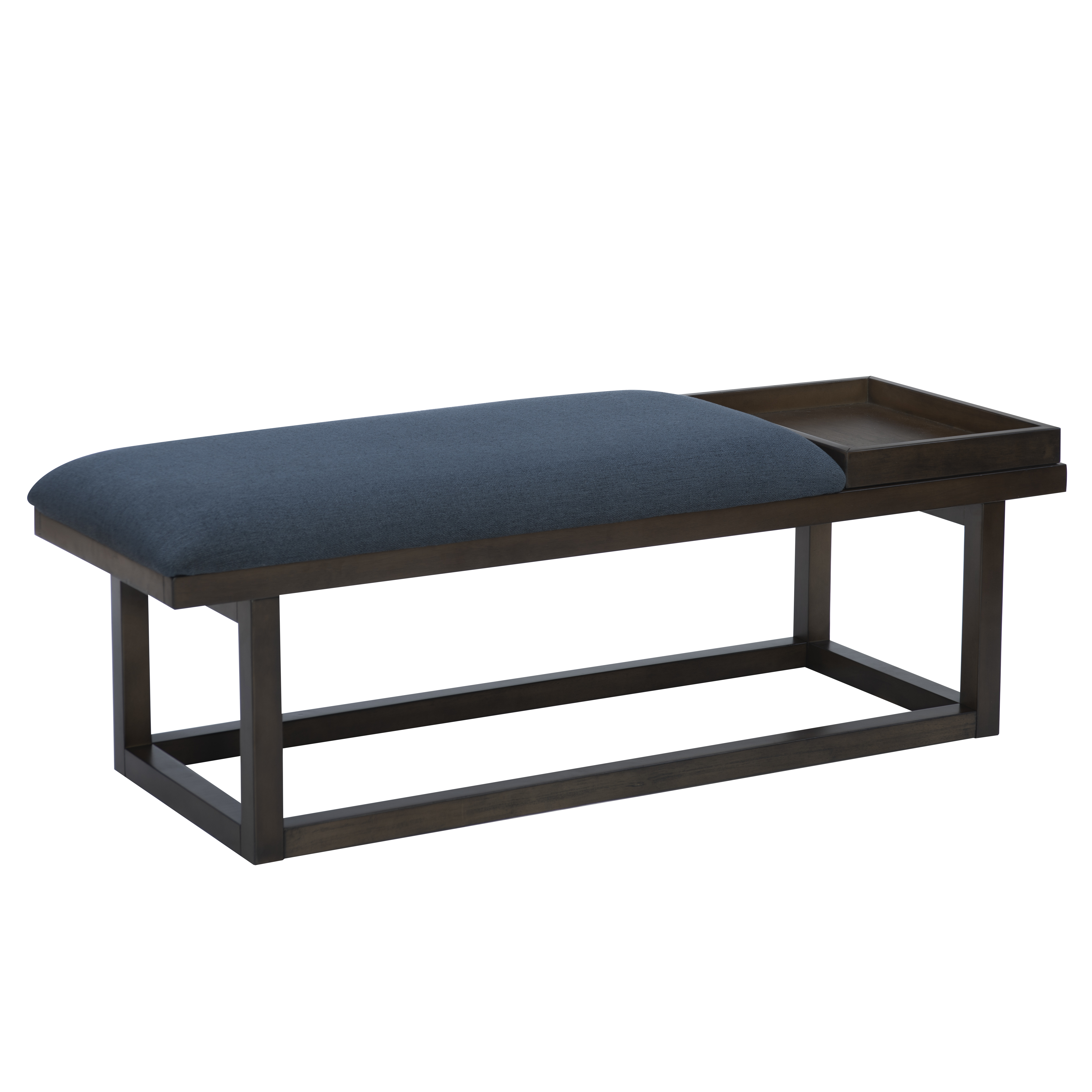 Powell Mickle Upholstered Bench with Built-In Tray, Brown/Navy - Image 6