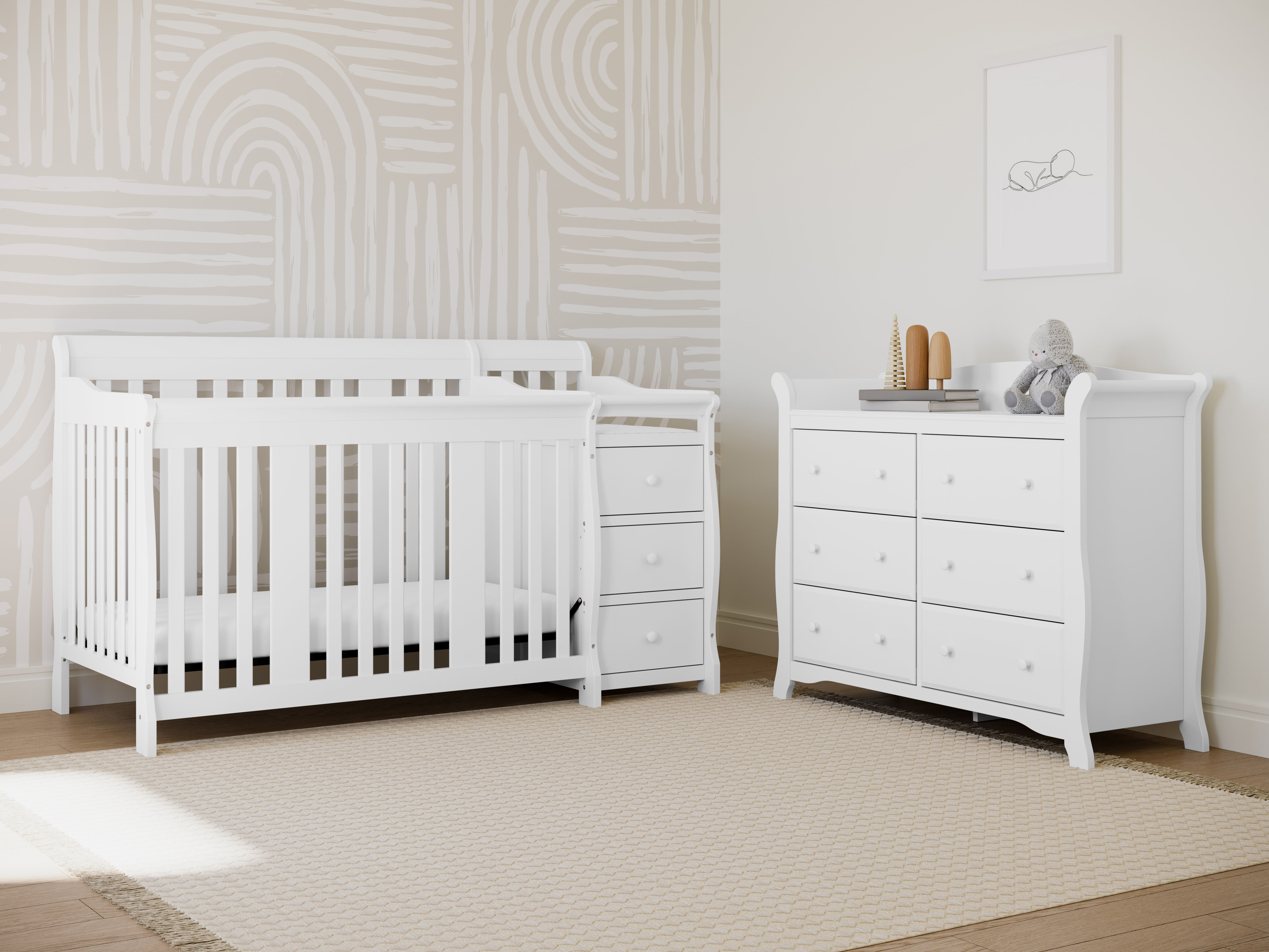 Storkcraft Portofino 5-in-1 Convertible Baby Crib and Changer, White - Image 15