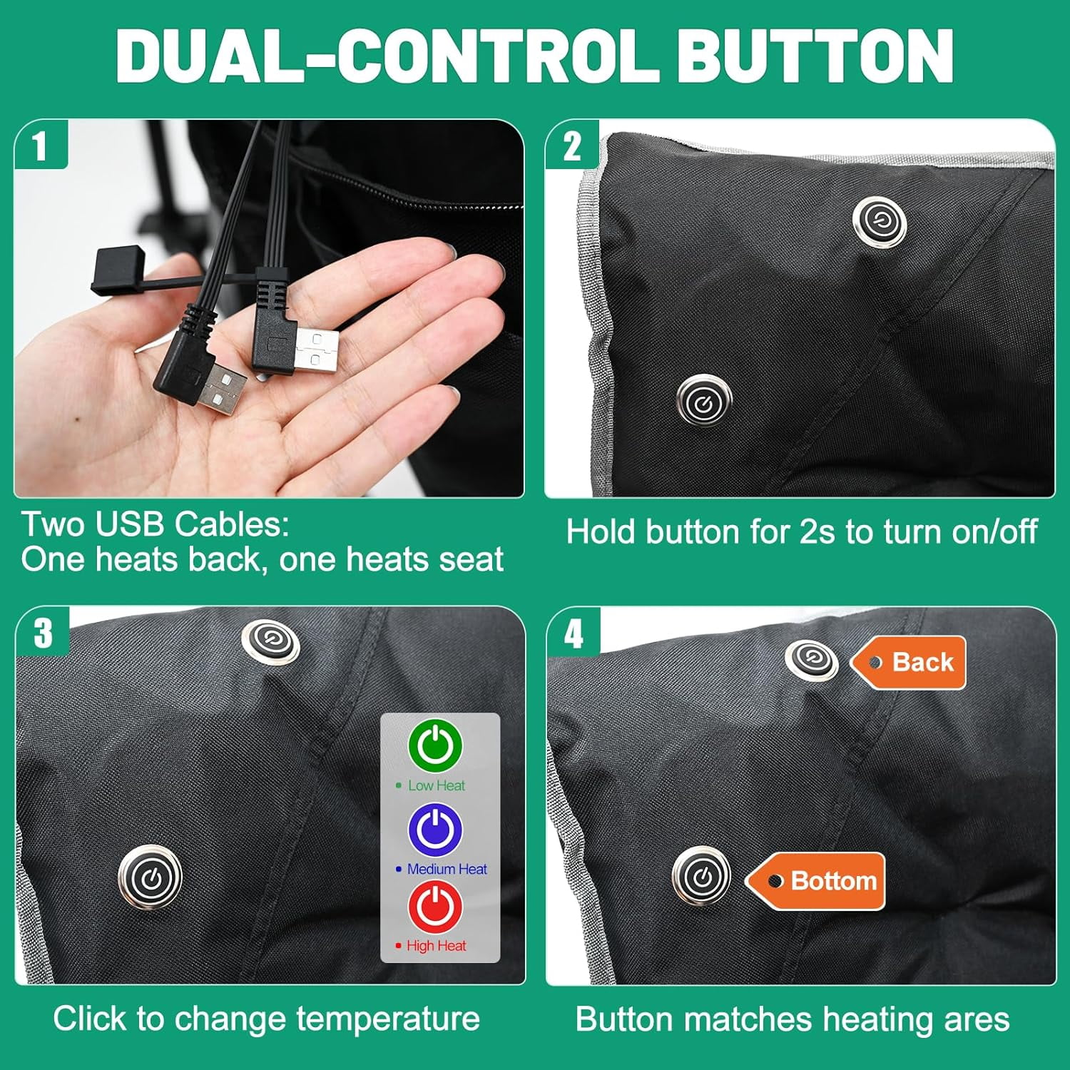 Slsy Heated Camping Chair Oversized, XL Heated Chair Outdoor Sports, 3 Heating Levels Adjustable Camping Chairs for Adults with Storage Bag, Folding Outdoor Chair - Image 4