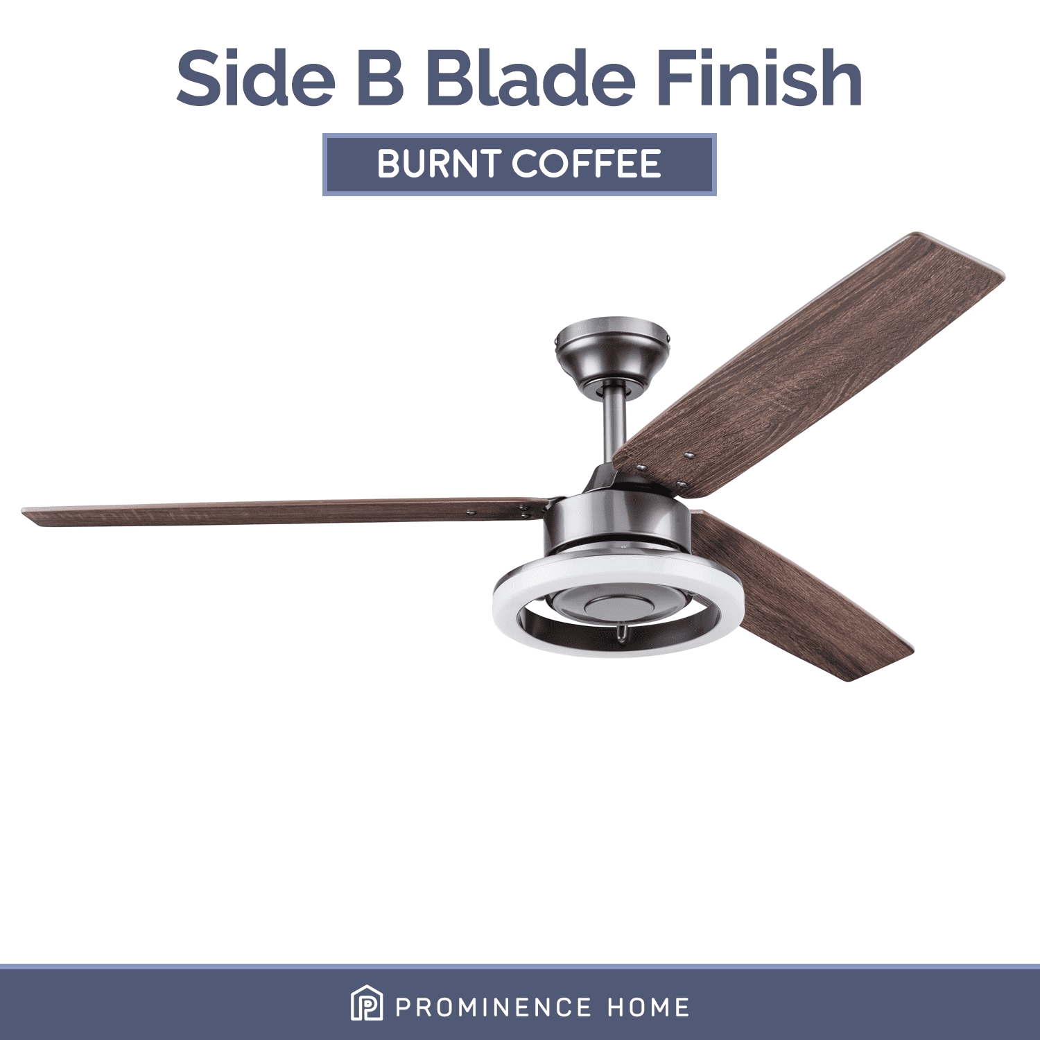 Prominence Home 52" Orbis Gun Metal Remote Control Ceiling Fan, 3 Blades, LED Ring - Image 6