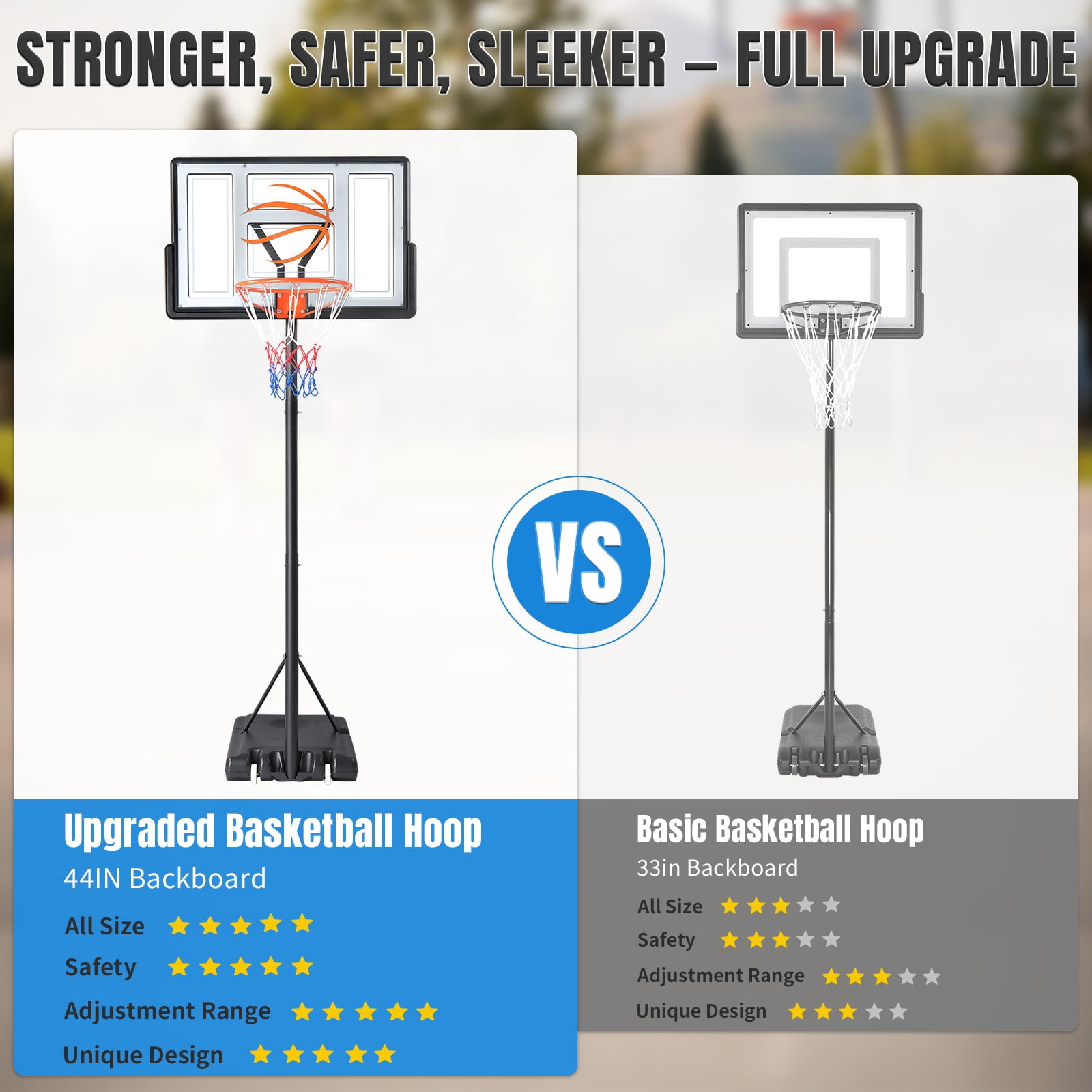 Ktaxon 44inch Portable Basketball Hoop Outdoor, Basketball Goal System 4.4-10ft Height Adjustable, Shatterproof Backboard,Gray Orange - Image 12