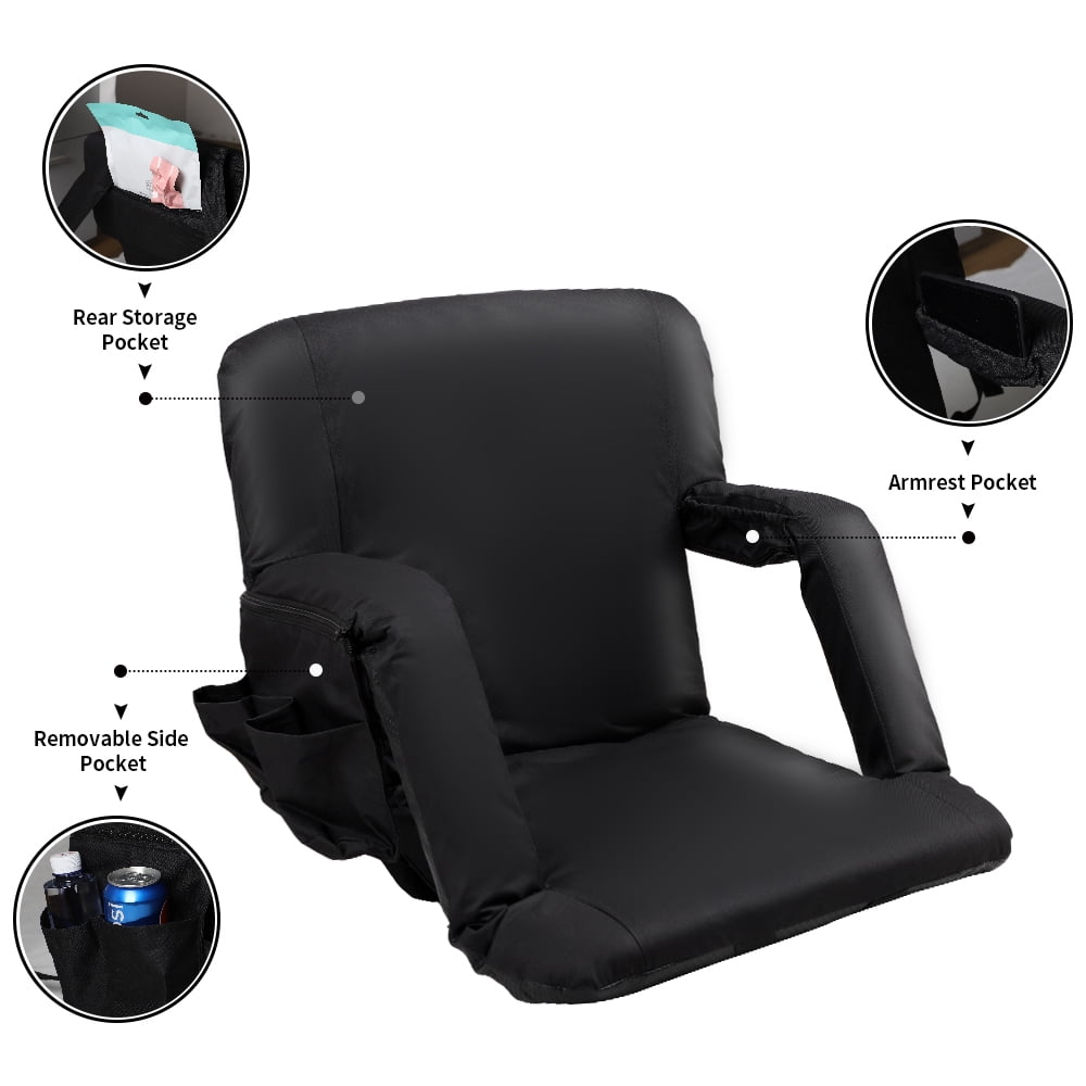 Seamander Large Foldable Black Stadium Seat with 2 Seats - Image 3