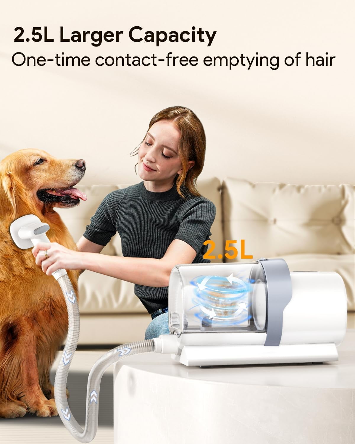 Bawetech Dog Grooming Kit & Vacuum, Suction 99% Pet Hair, 2.5L Large Capacity Dust Cup, 5 Pet Grooming Tools, Low Noise Dog Hair Remover Pet Grooming Supplies for Dogs Cats - Image 7