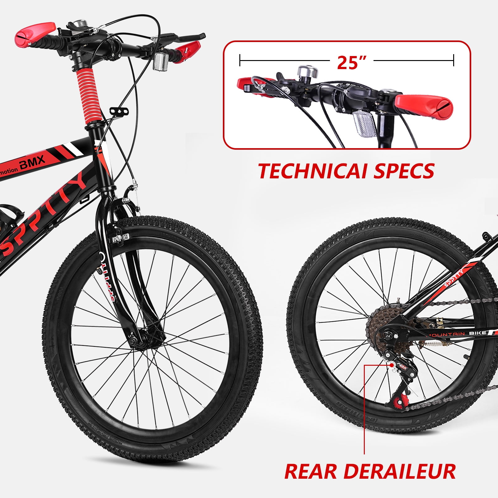 20-24 inch Bike,6-Speed Mountain Bike for Men Women Boys Girls,Comfort Saddle,Red - Image 6