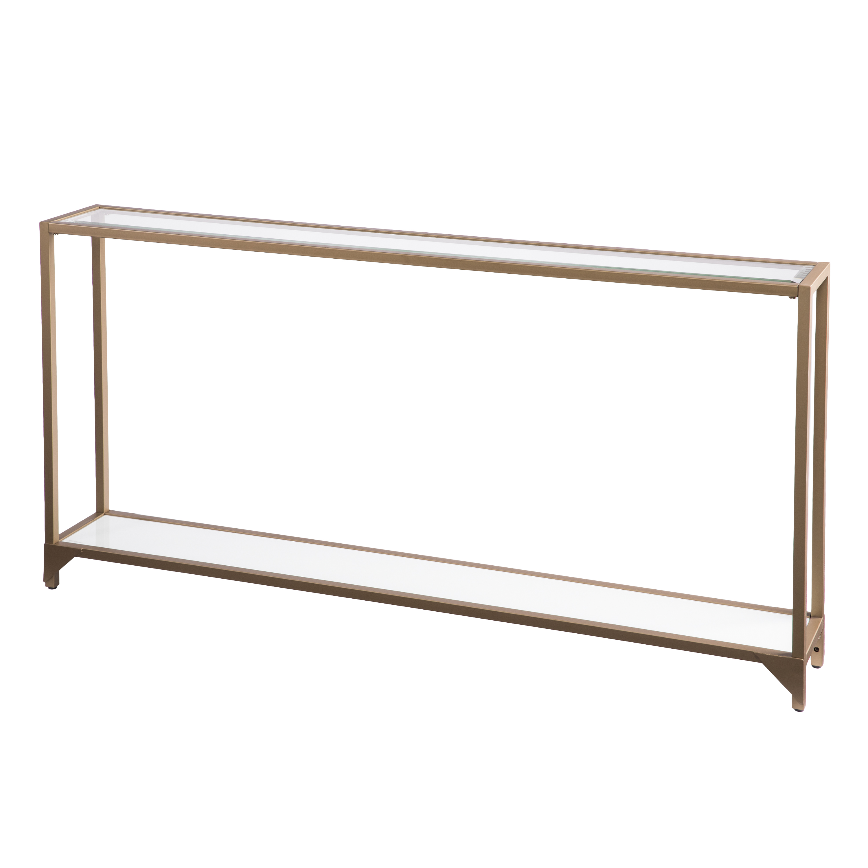 Barley Narrow Metal Console, Gold with White Glass - Image 6