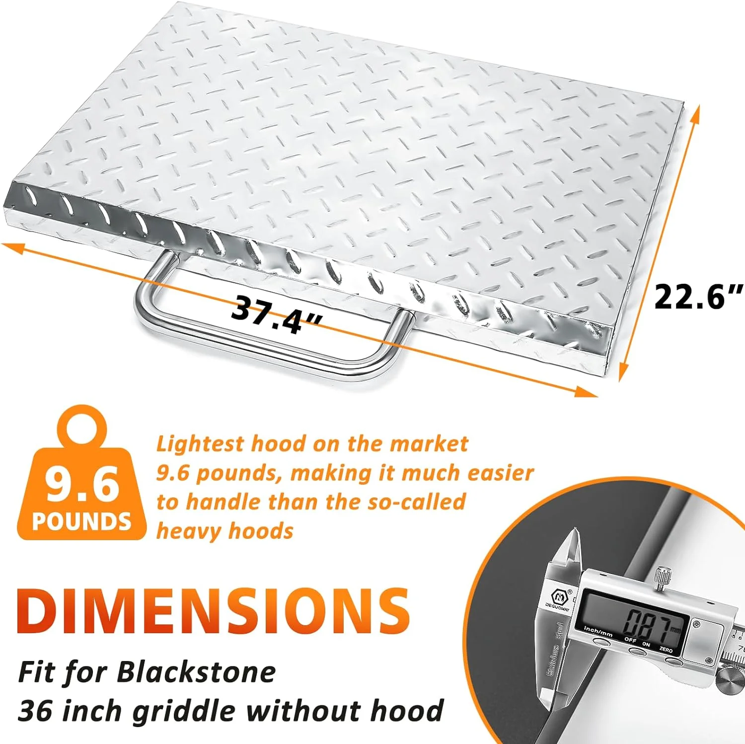 5004 Hard Top Lid Cover for Blackstone 36 inch Griddle Griddle Hard Top Lid for Blackstone 36” Front or Rear Grease Griddle Diamond Galvanized Steel Griddle Hood Cover, Outdoor Hard Cover - Image 3