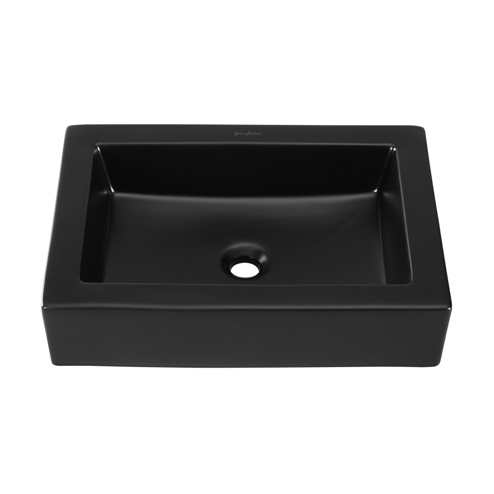 Voltaire Ceramic Rectangle Vessel Sink, Matte Black - Image 4
