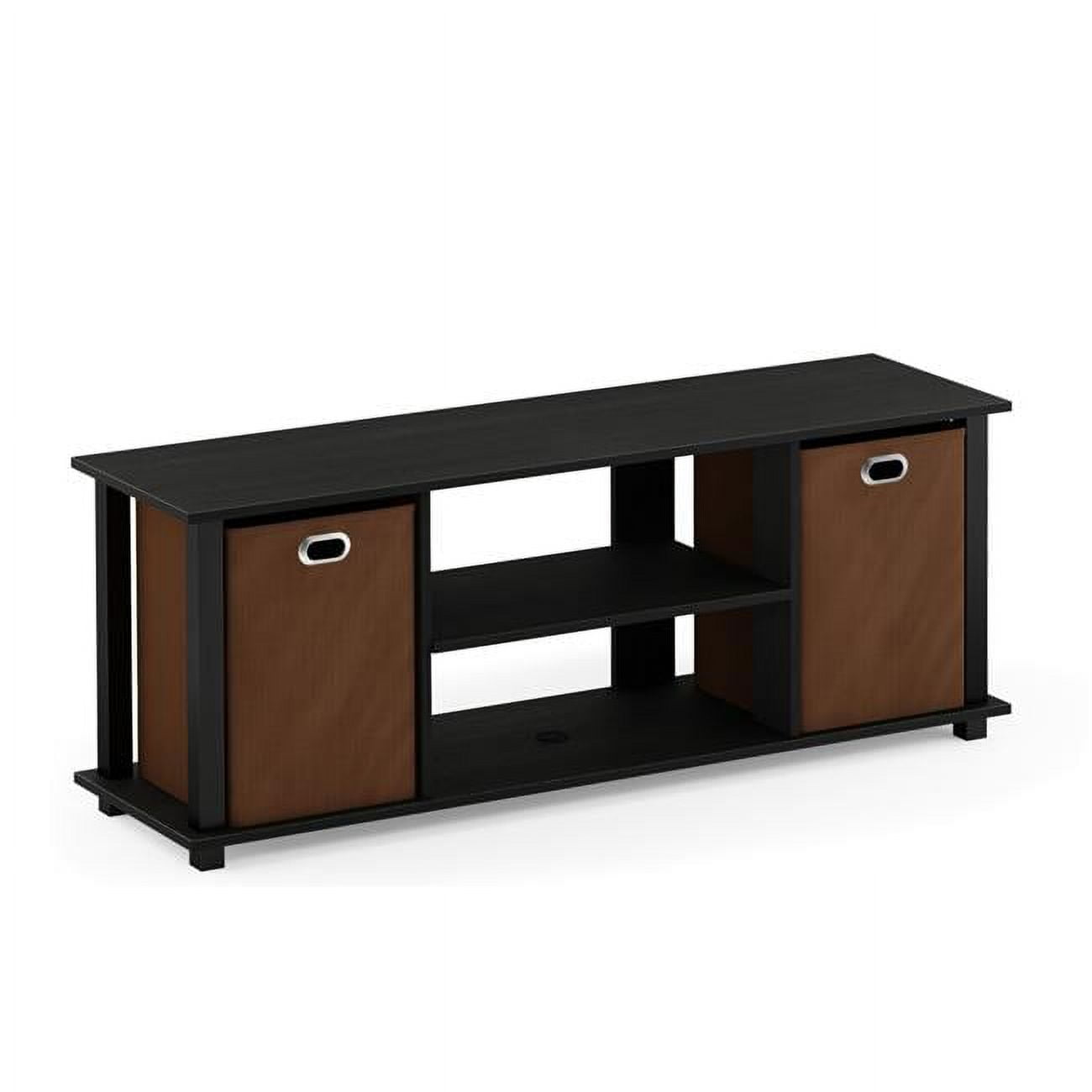 Furinno 13054AM-BK-MBR Econ Entertainment Center with & Storage Bins, Americano & Black & Medium Brown - Image 6