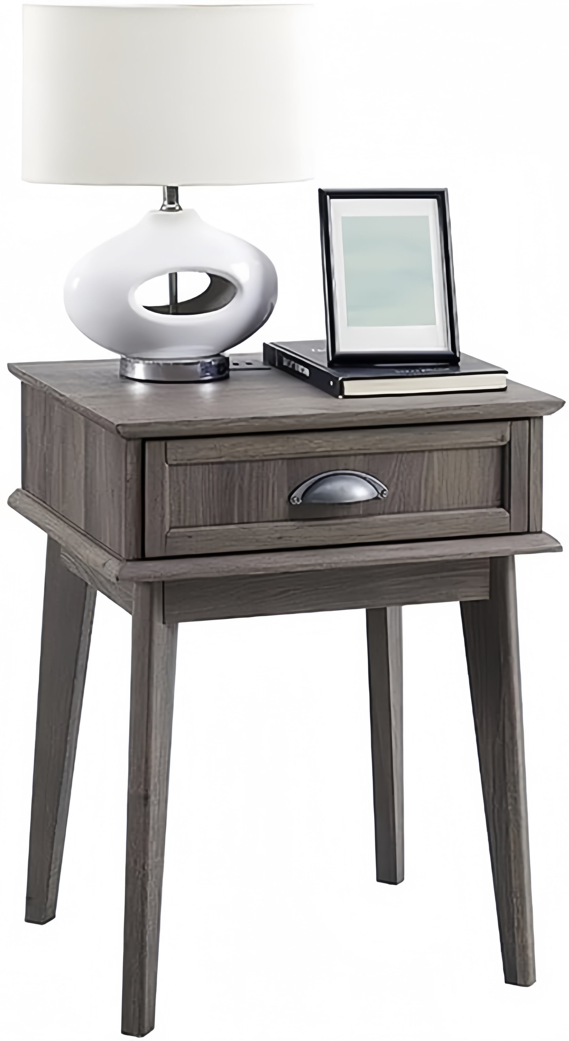 Caffoz Newport Series Rectangular Scandinavian End Table with Storage, Smoke Oak - Image 2