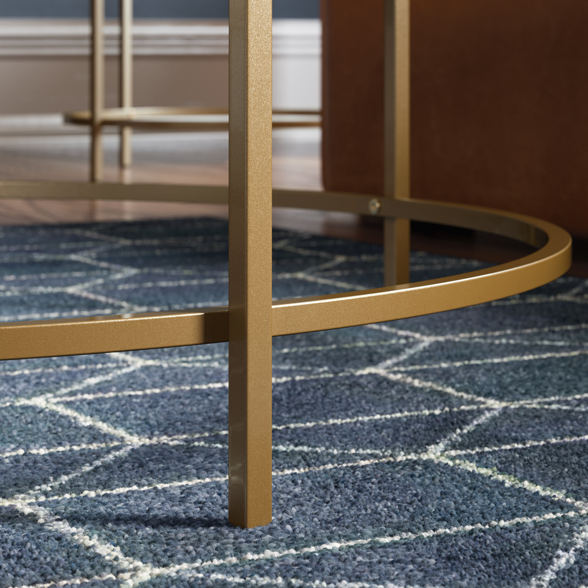 Sauder International Lux Metal Frame Round Coffee Table, Gold Satin Finish - Image 5